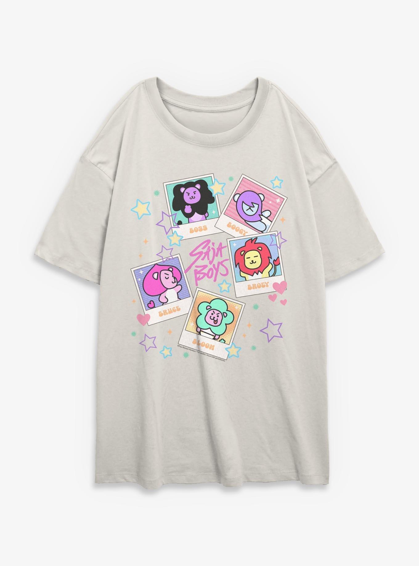 Kpop Demon Hunters Saja Friends Polaroids Womens Oversized T-Shirt, , hi-res