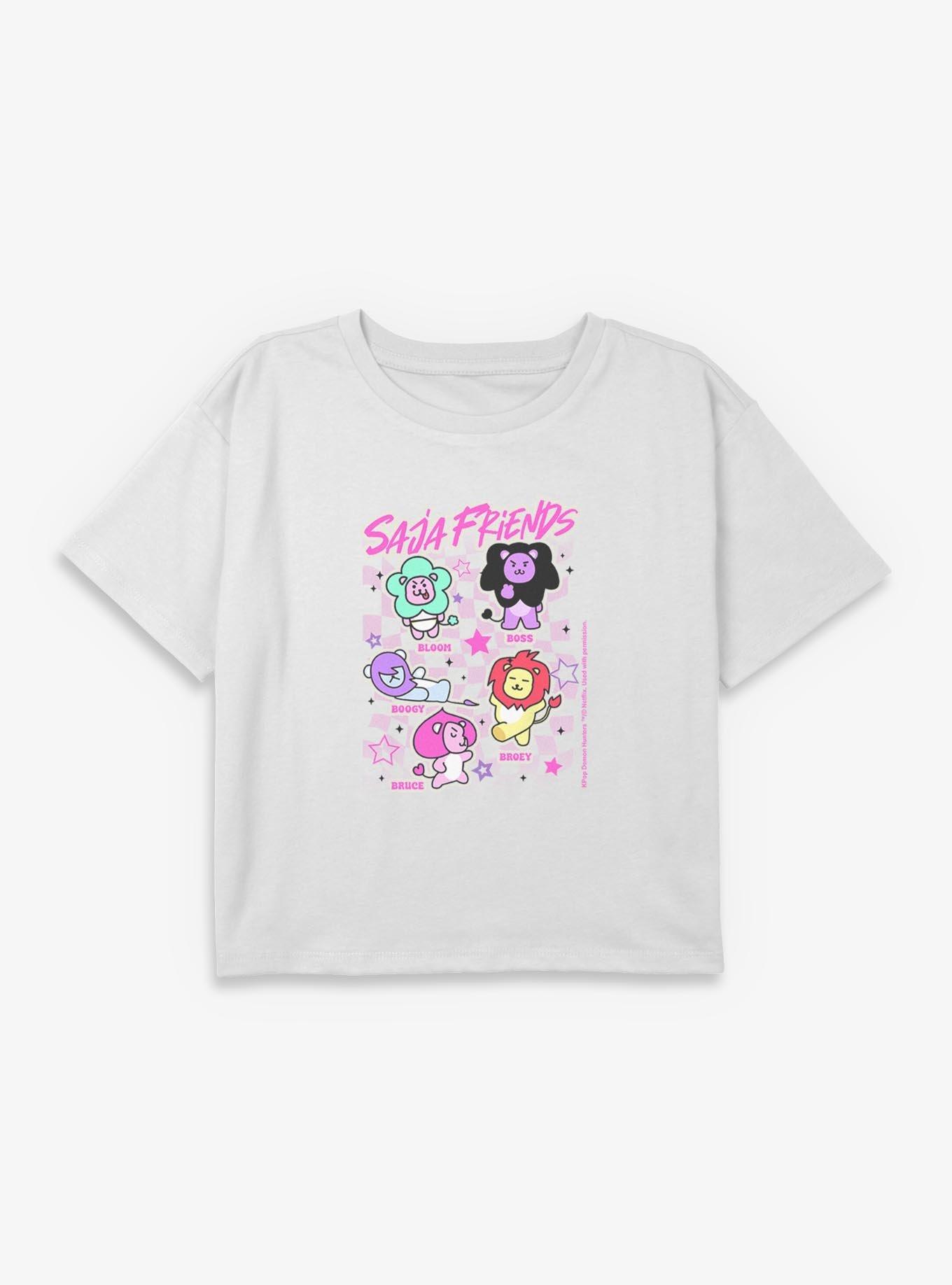 Kpop Demon Hunters Saja Lion Friends Jumble Youth Girls Boxy Crop T-Shirt, , hi-res