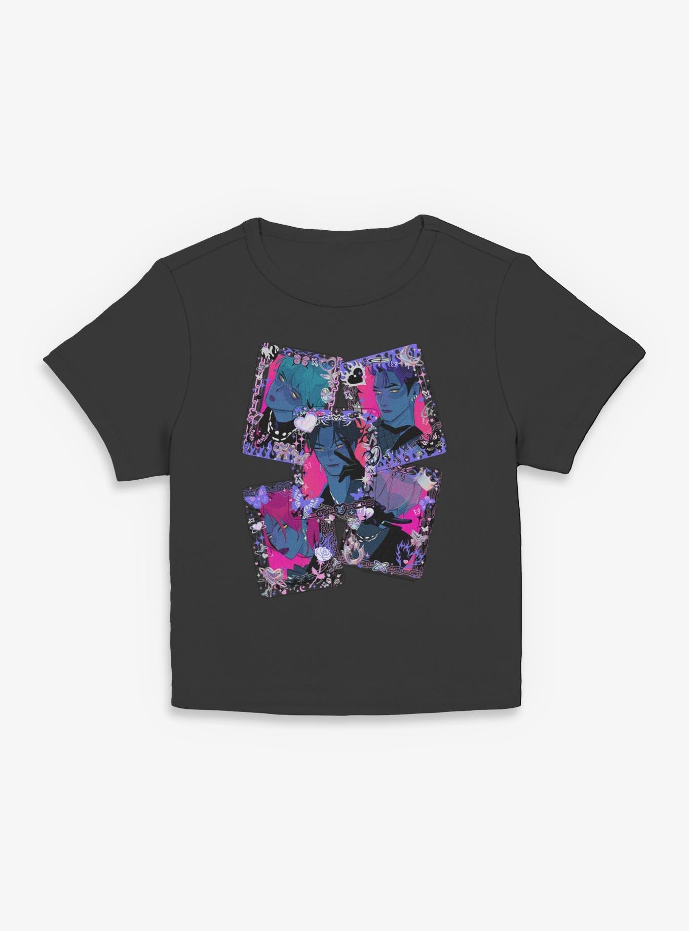 Kpop Demon Hunters Saja Boys Dark Toploader Deco Photocards Womens Baby Tee, , hi-res