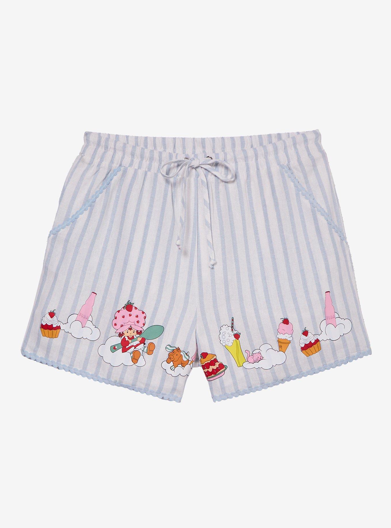 Strawberry Shortcake Desserts Striped Women's Plus Size Linen Shorts - BoxLunch Exclusive