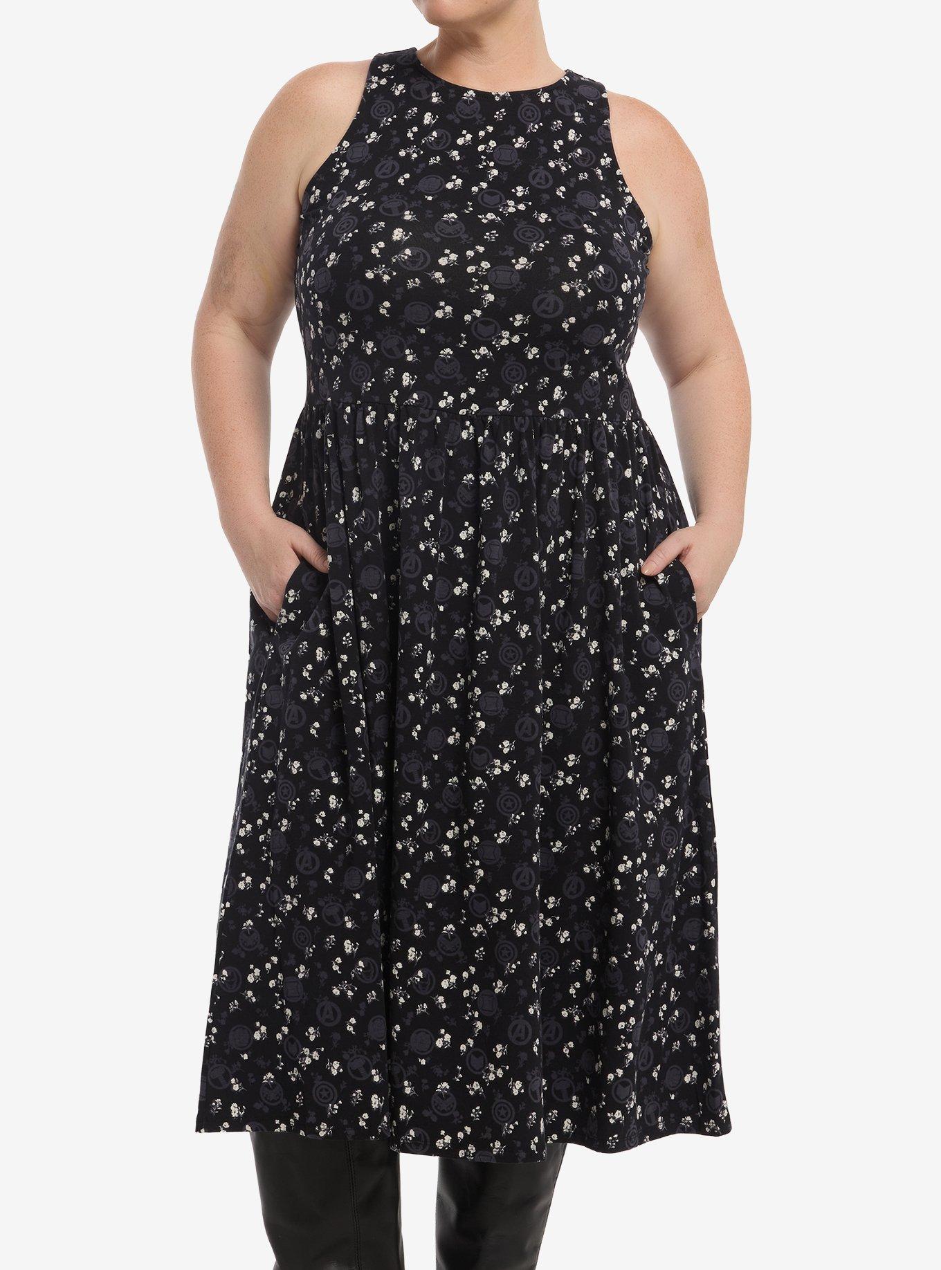 Marvel Avengers Icons Floral Plus Size Tank Dress Her Universe Exclusive, , hi-res