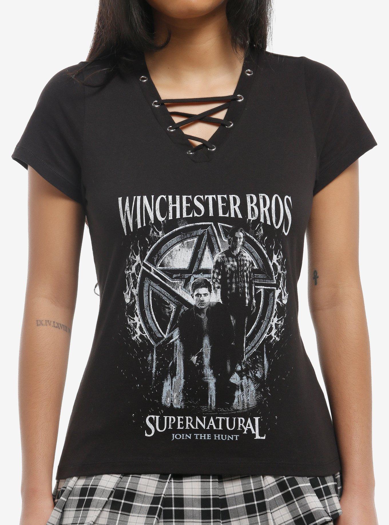 Supernatural Winchester Brothers Lace-Up Girls T-Shirt, , hi-res