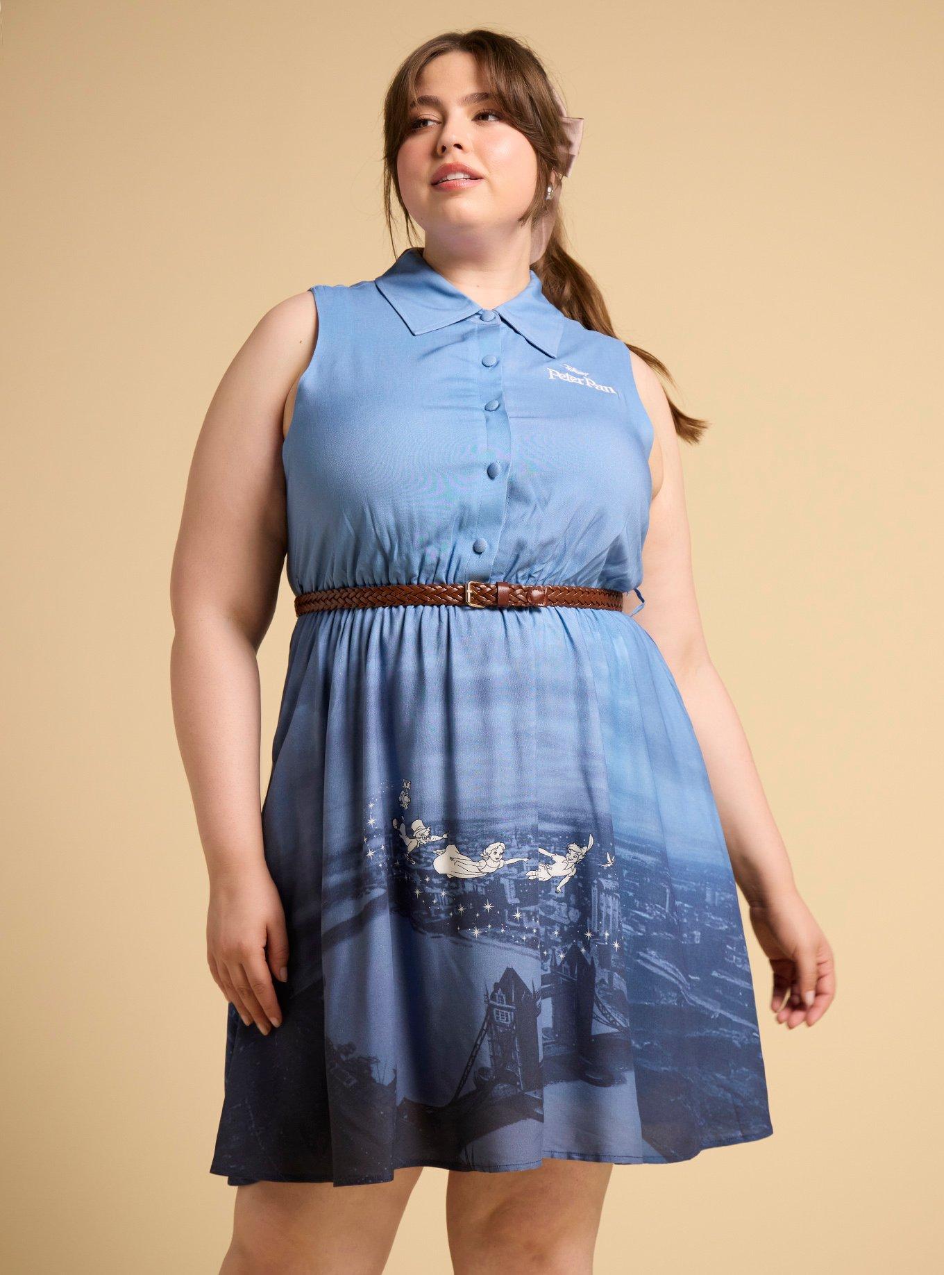 Her Universe Disney Peter Pan Flying Scene Plus Size Button-Up Dress Her Universe Exclusive, , hi-res