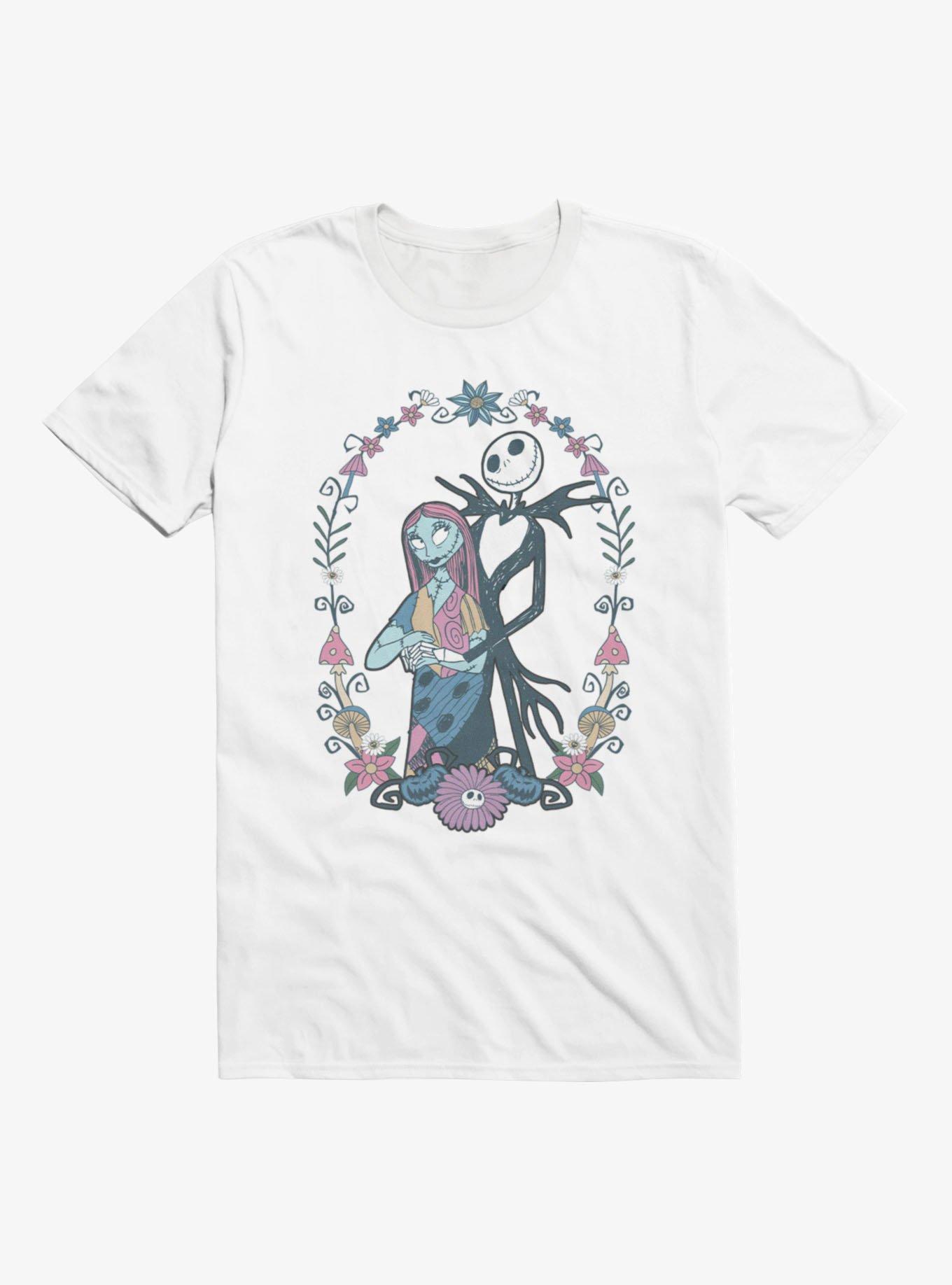 Disney Nightmare Before Christmas Sally And Jack Floral Wreath Frame Portrait T-Shirt Her Universe Exclusive, , hi-res