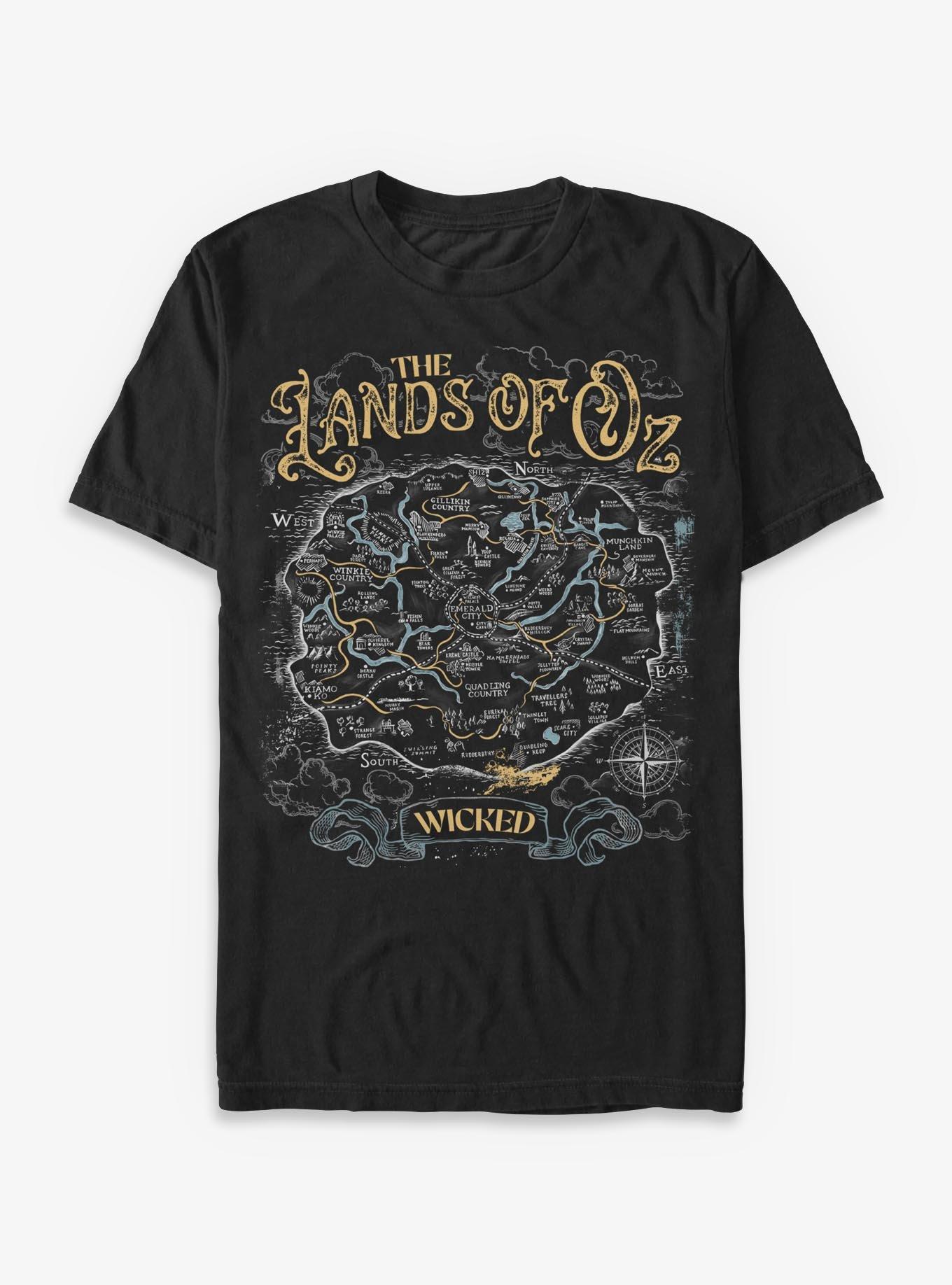 Wicked: For Good The Lands Of Oz Map T-Shirt Hot Topic Exclusive, , hi-res