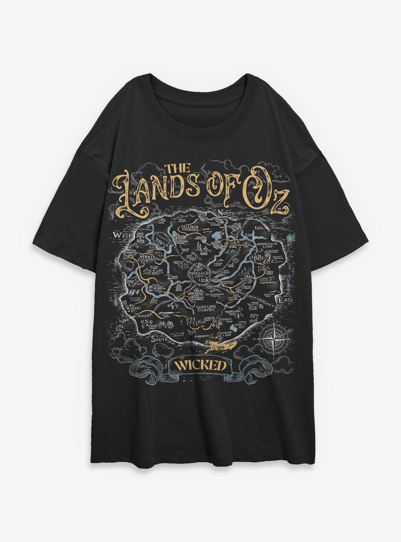 Wicked: For Good The Lands Of Oz Map Girls Oversized T-Shirt Hot Topic Exclusive, , hi-res
