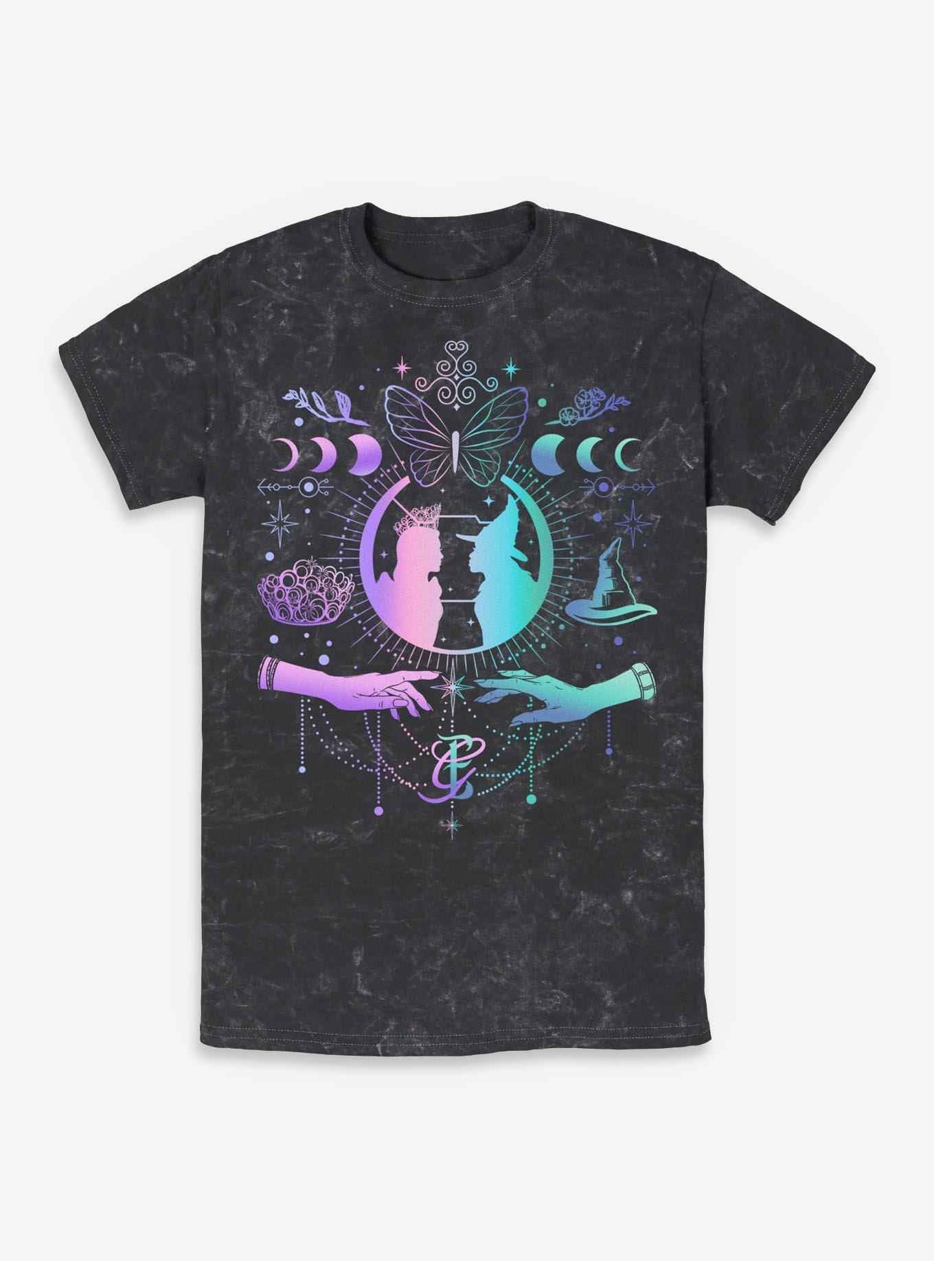 Wicked: For Good Glinda & Elphaba Moon & Stars Mineral Wash T-Shirt Hot Topic Exclusive, , hi-res
