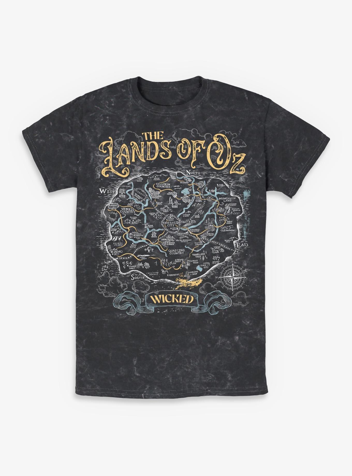 NULL Wicked: For Good The Lands Of Oz Map Mineral Wash T-Shirt Hot Topic Exclusive