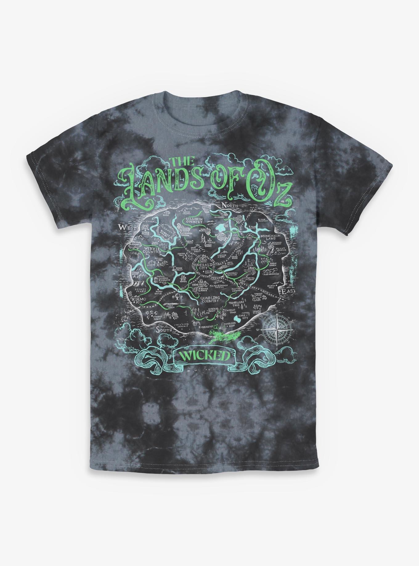 Wicked: For Good The Lands Of Oz Map Tie-Dye T-Shirt Hot Topic Exclusive, , hi-res