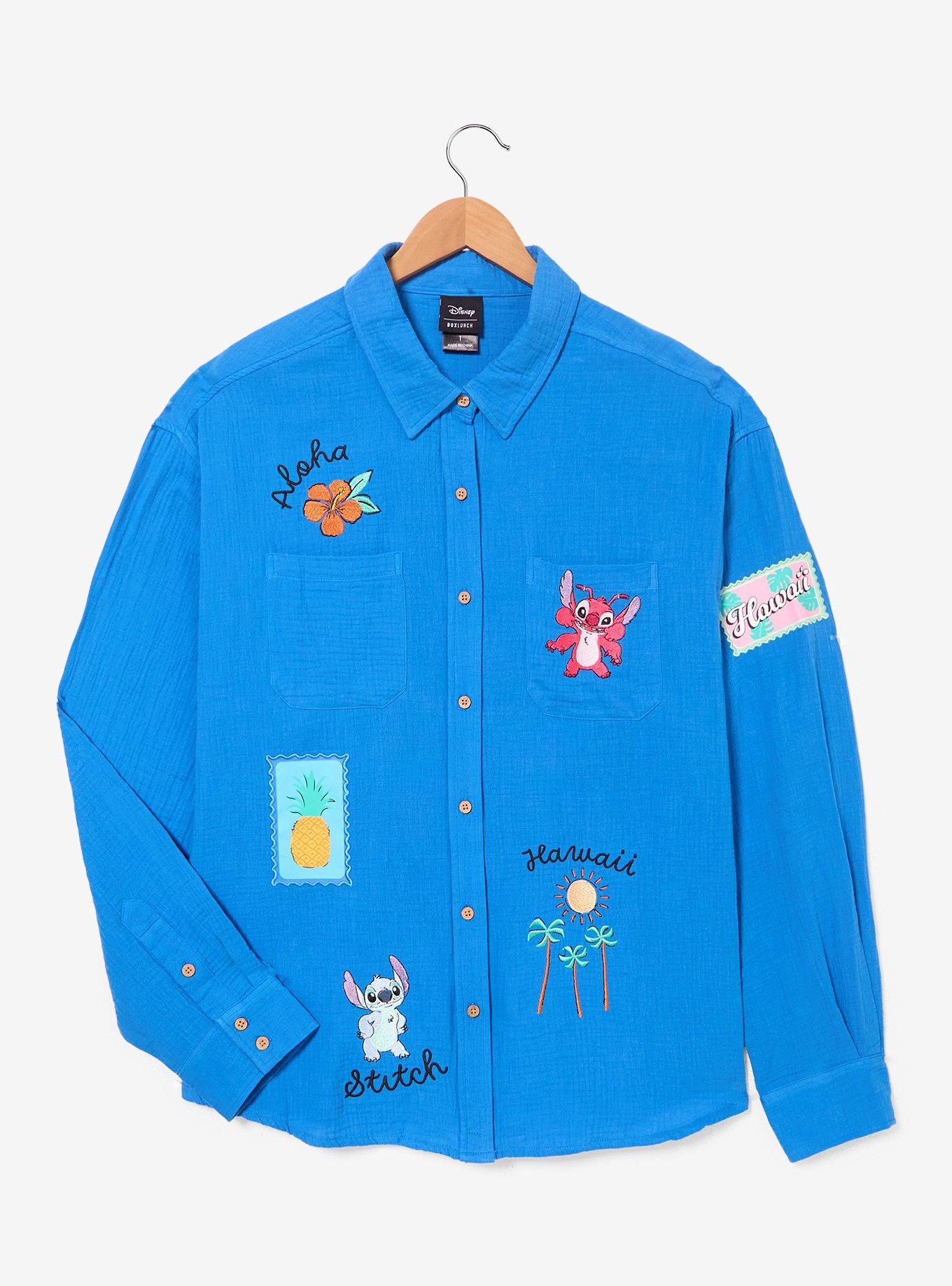 Disney Lilo & Stitch Travel Women's Plus Size Long Sleeve Button-Up &mdash; BoxLunch Exclusive, , hi-res