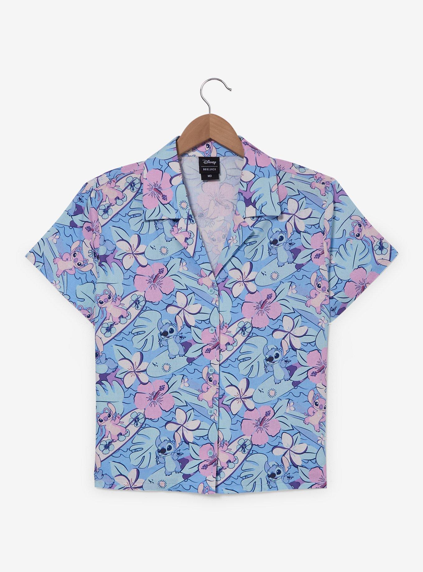 Disney Lilo & Stitch Tropical Allover Print Women's Woven Button-Up - BoxLunch Exclusive, , hi-res