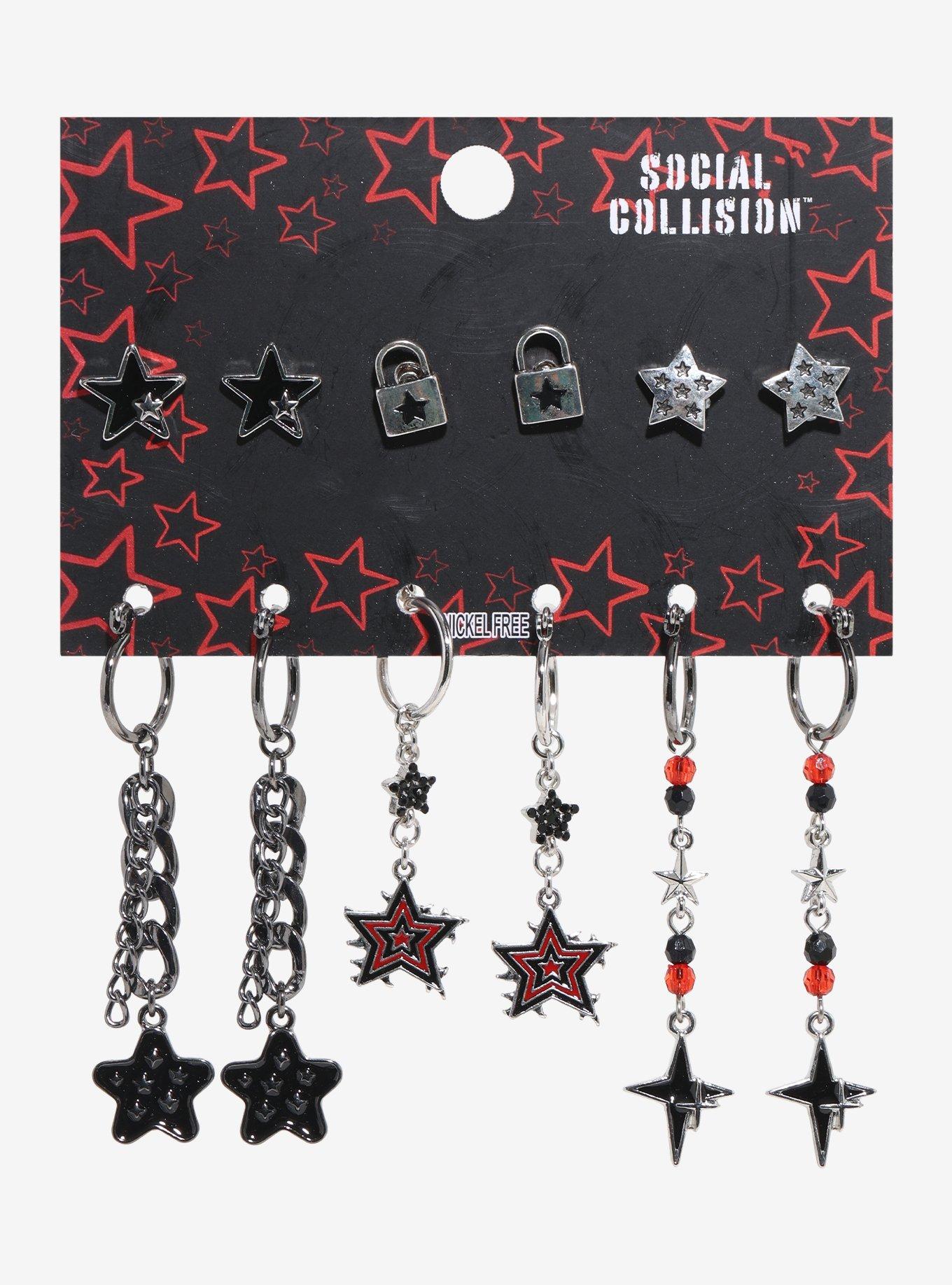 Social Collision Punk Star Earring Set, , hi-res