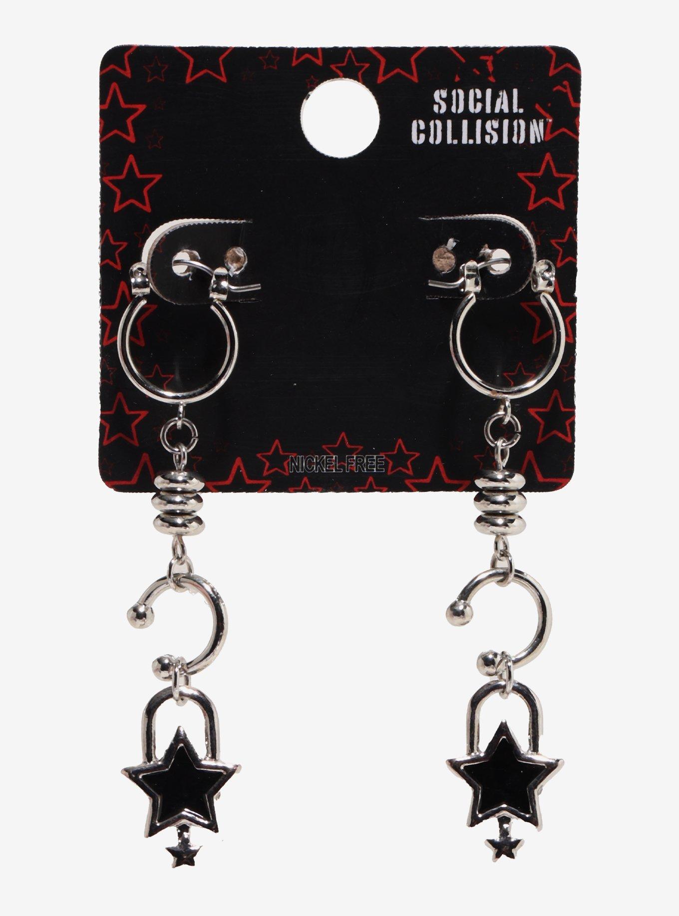 Social Collision Barbell Septum Star Lock Earrings, , hi-res