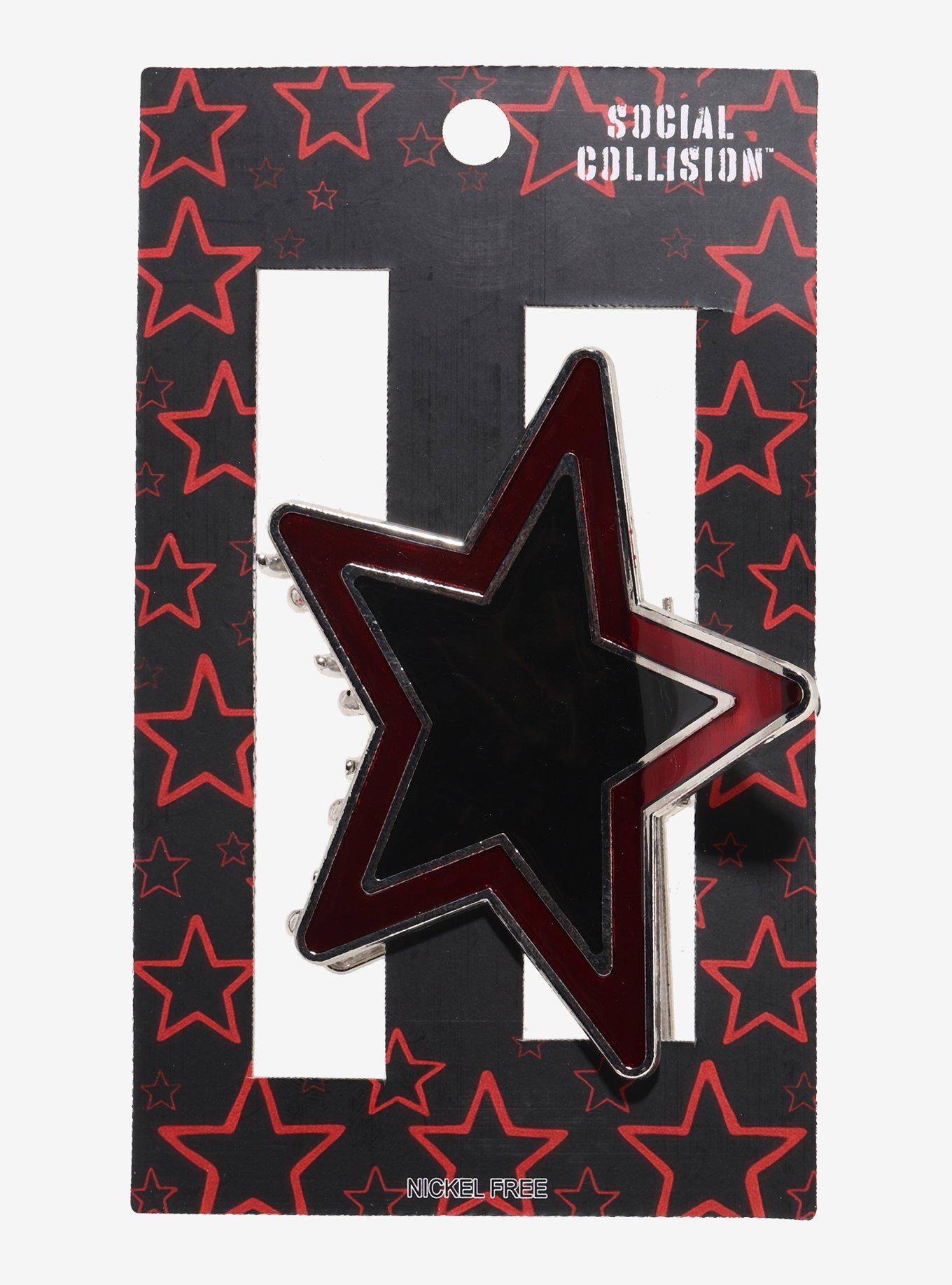 Social Collision Black & Red Star Claw Hair Clip, , hi-res
