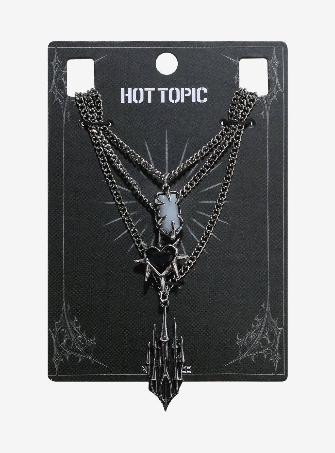 Gothic Castle Spike Heart Necklace Set, , hi-res