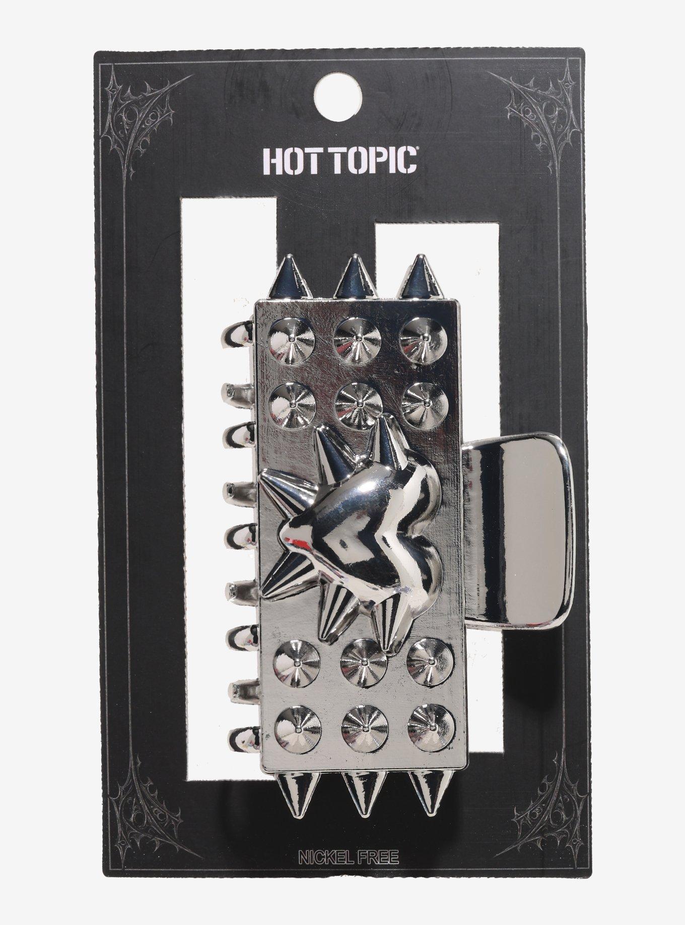 Silver Spike Heart Claw Hair Clip, , hi-res