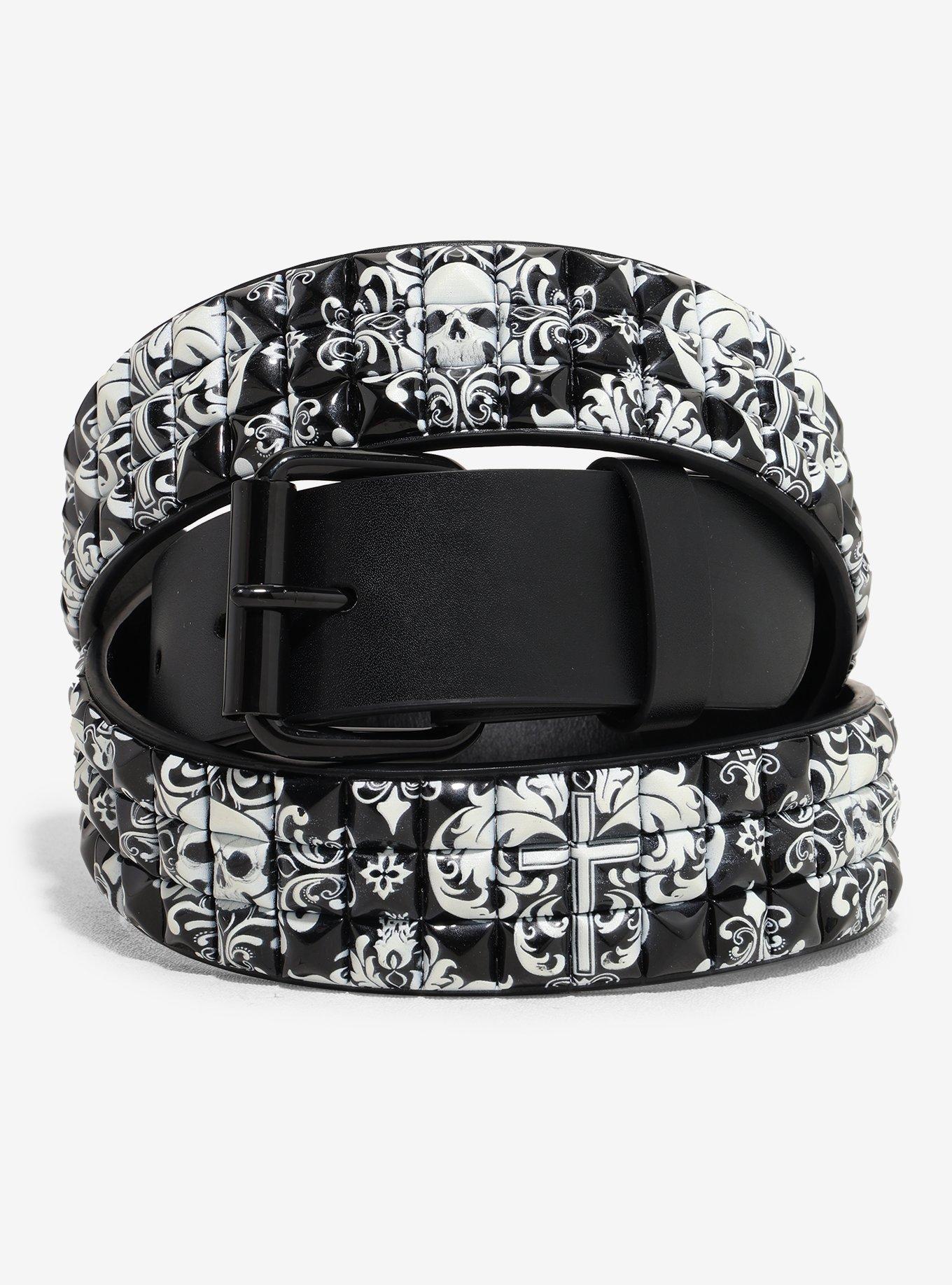 Filigree Skull Pyramid Stud Belt, , hi-res