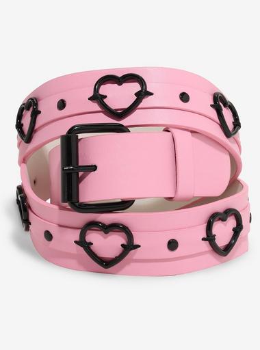 Pink & Black Heart Hardware Belt | Hot Topic display picture 1