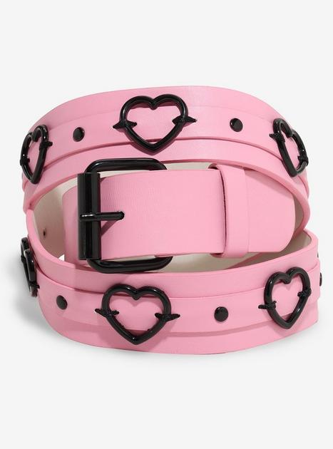 Pink & Black Heart Hardware Belt | Hot Topic