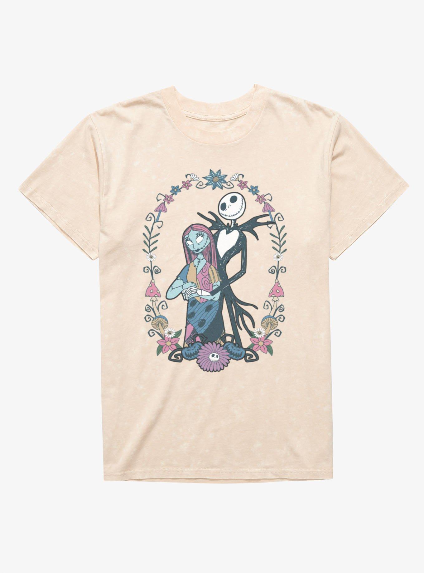 Disney Nightmare Before Christmas Sally And Jack Floral Wreath Frame Portrait T-Shirt Her Universe Exclusive, , hi-res