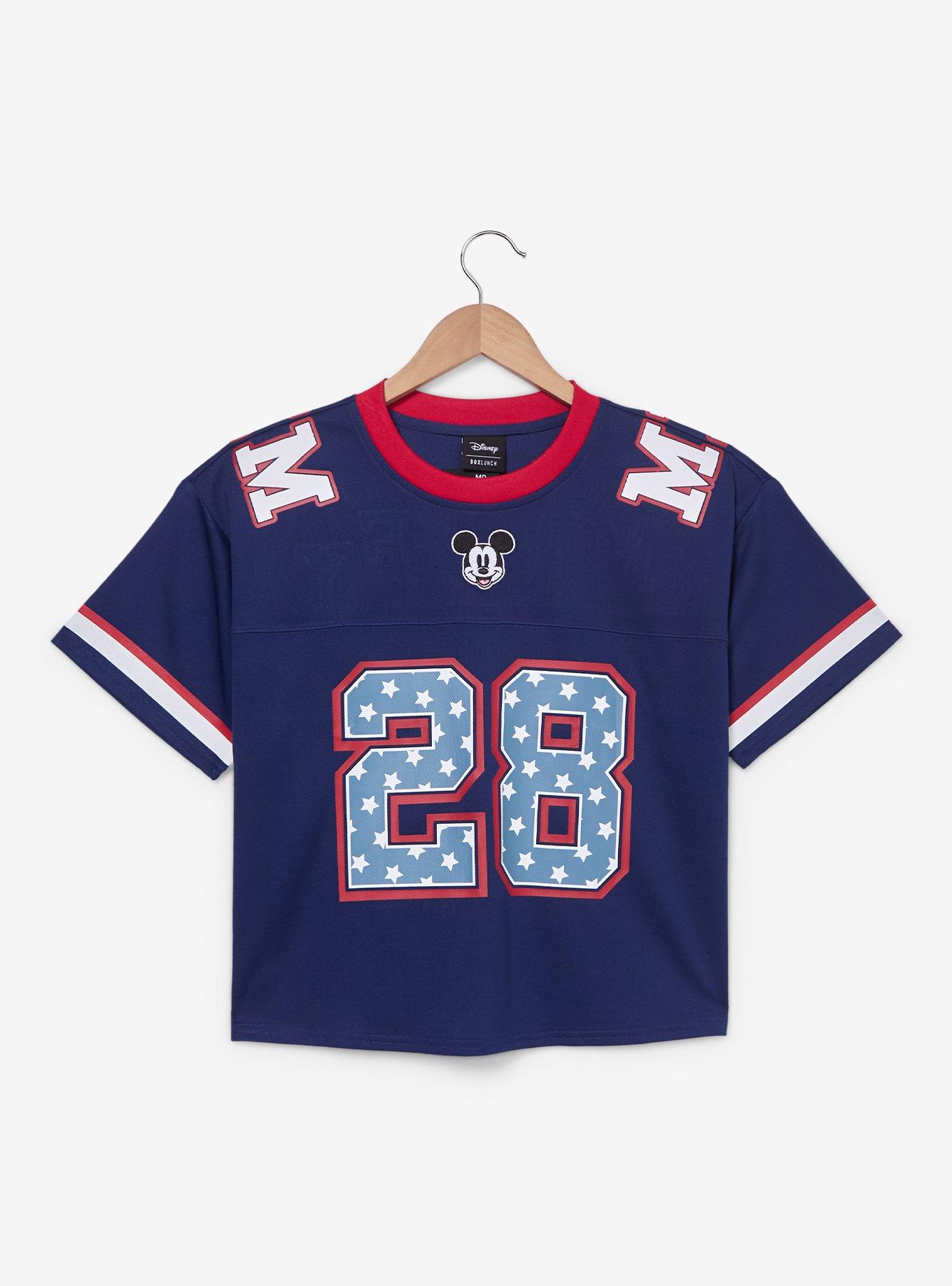 Disney Mickey Mouse Women's Plus Size Cropped Football Jersey - BoxLunch Exclusive, , hi-res
