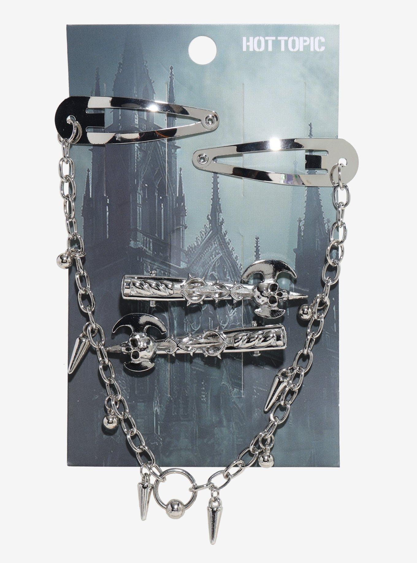 Skull Axe Chain Hair Clip Set, , hi-res