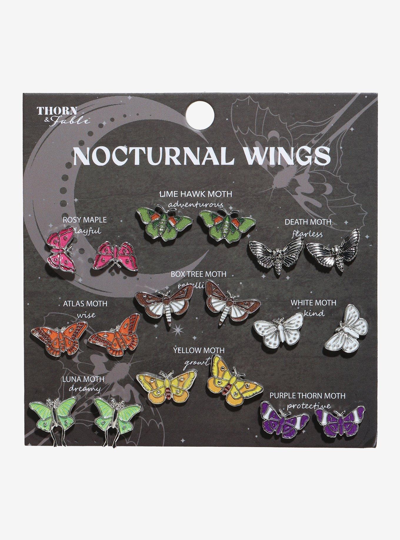 Thorn & Fable Colorful Moths Stud Earring Set, , hi-res