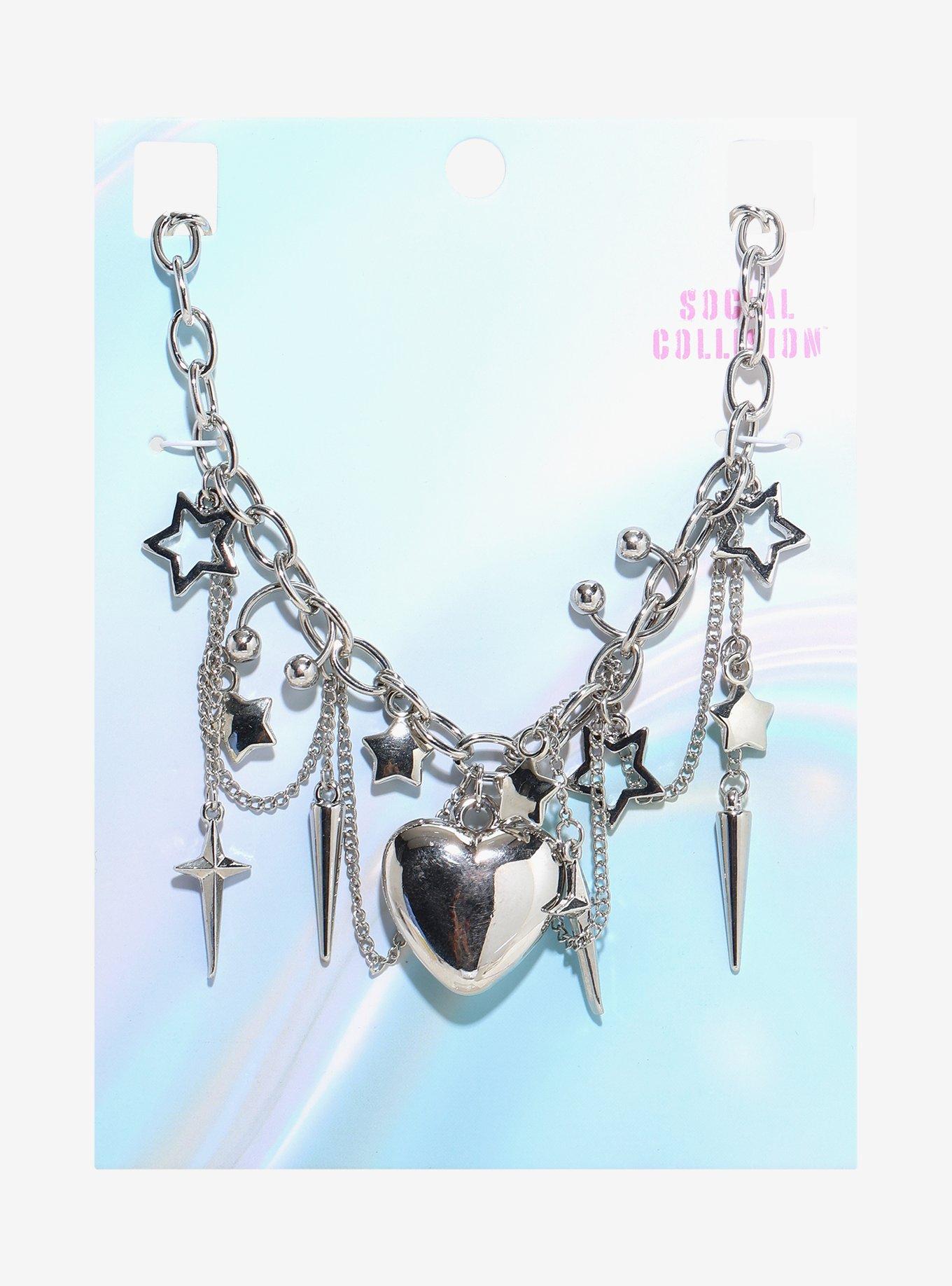 Social Collision Bubble Heart Star Choker, , hi-res