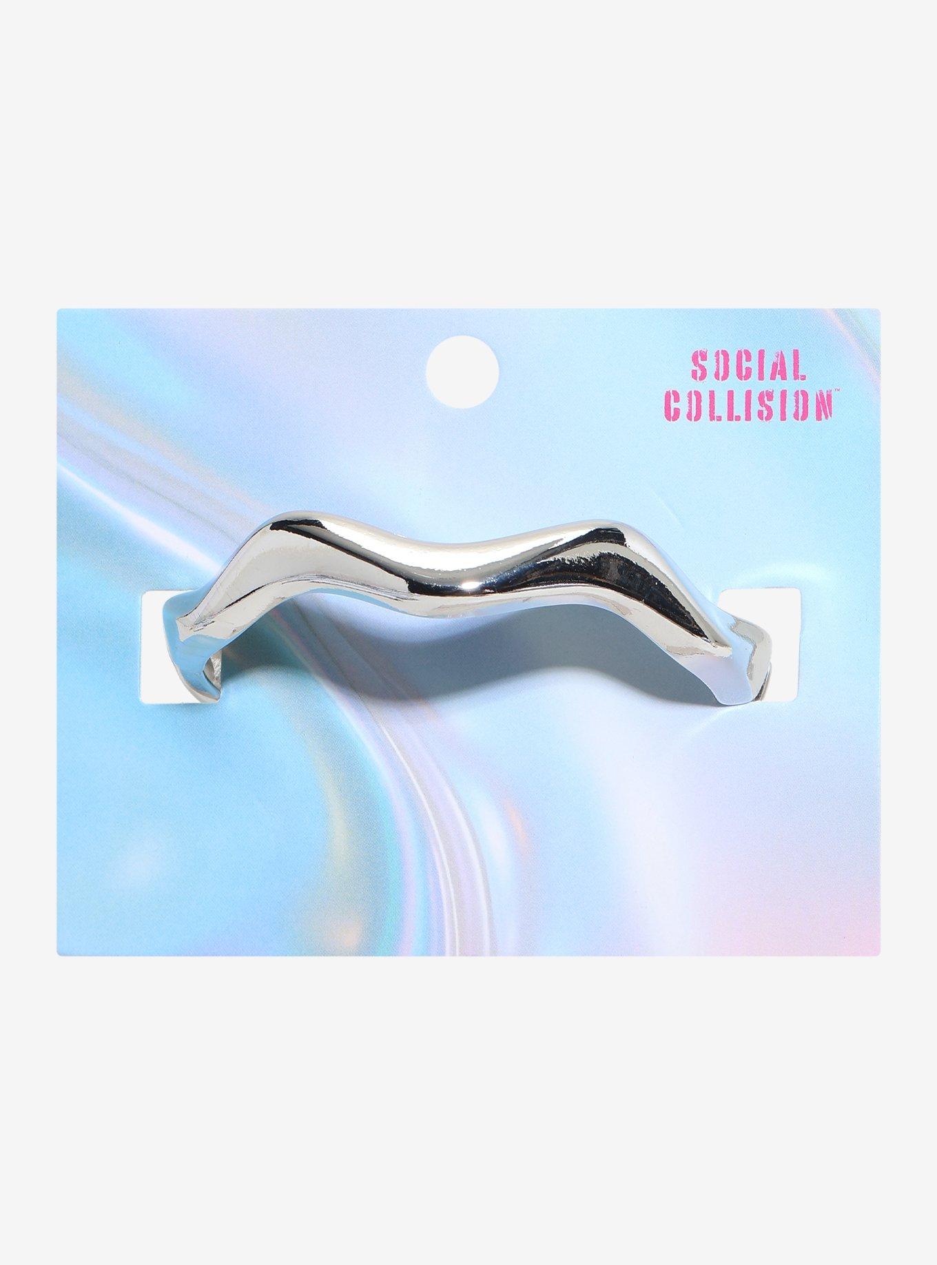 Social Collision Silver Wave Bangle, , hi-res