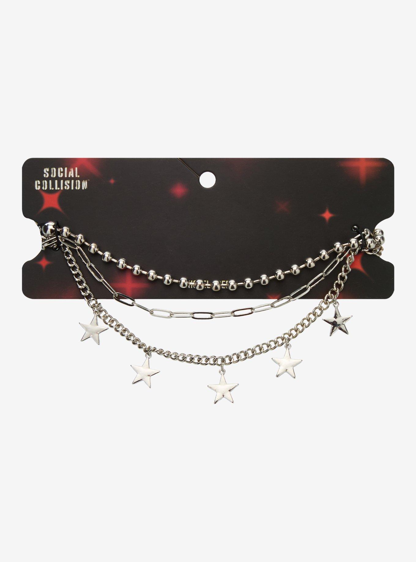 Social Collision Star Charm Ball Multi Chain Choker, , hi-res