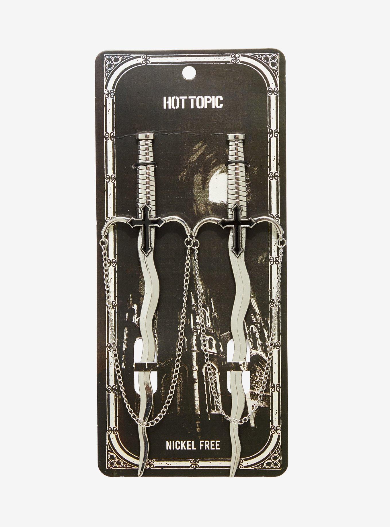 Cross Dagger Chain Hair Stick Set, , hi-res