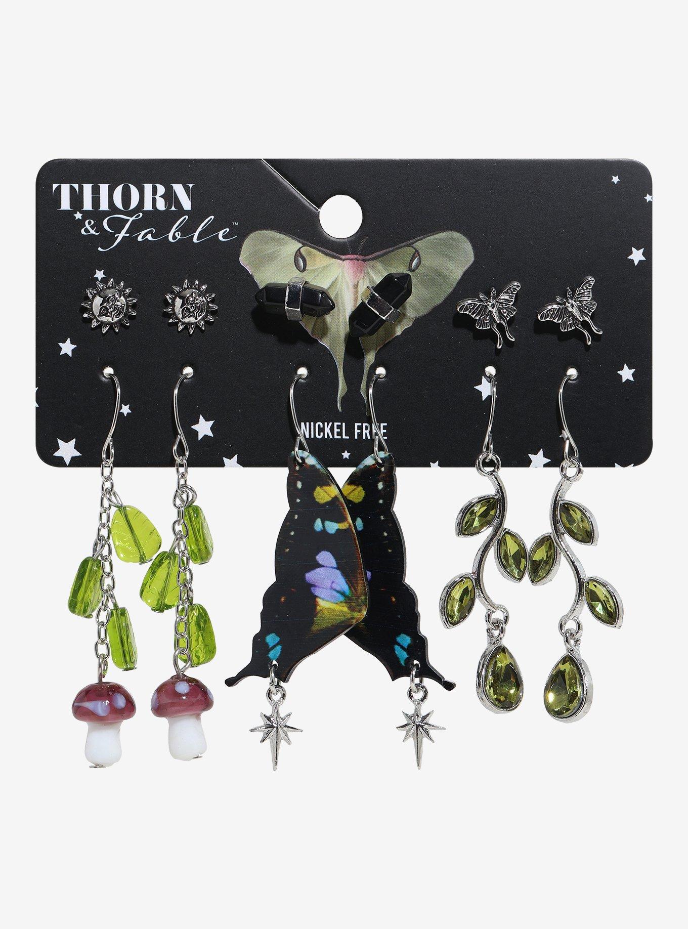 Thorn & Fable Floral Butterfly Earring Set, , hi-res