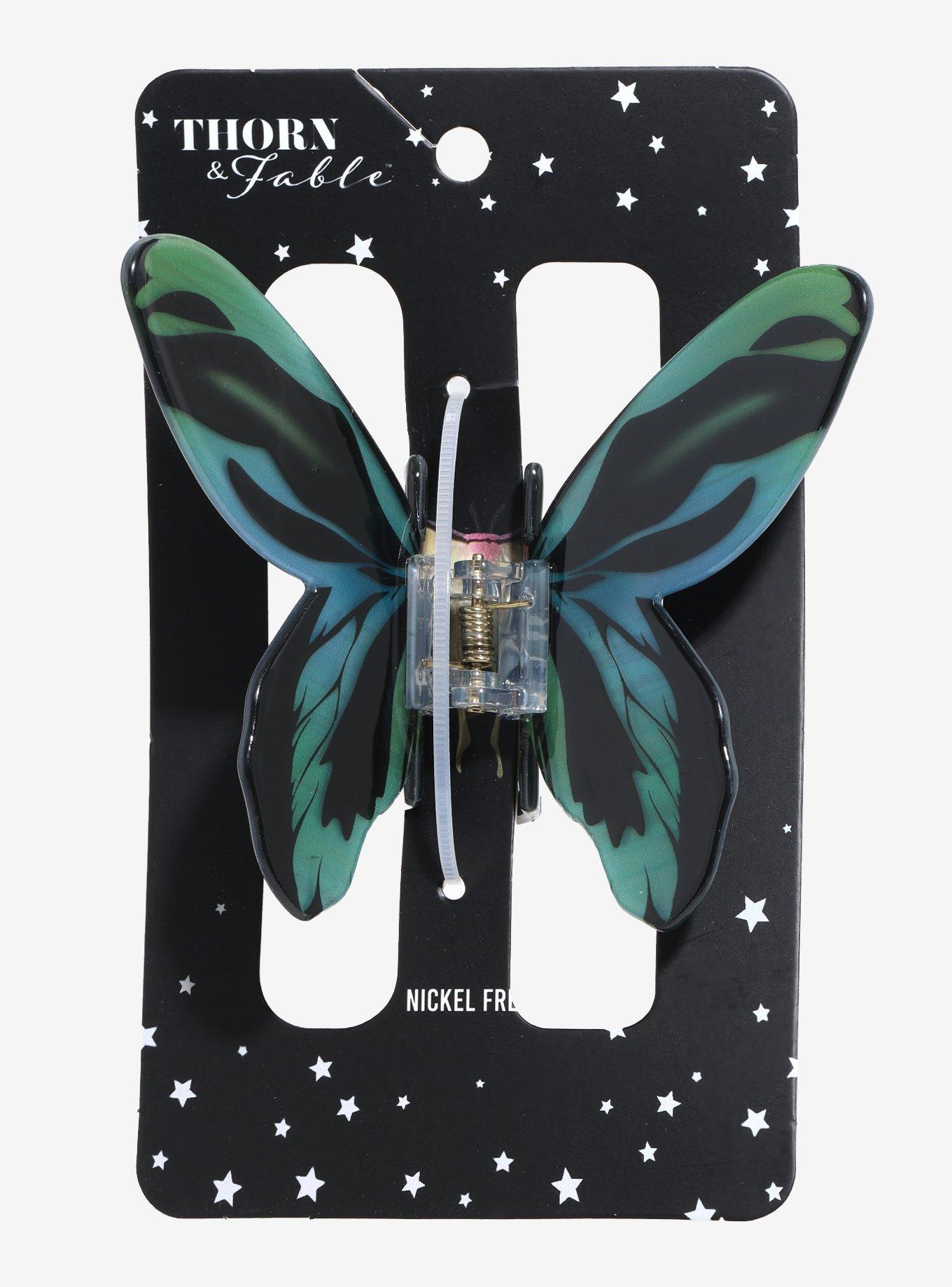 Thorn & Fable Green Butterfly Claw Hair Clip, , hi-res