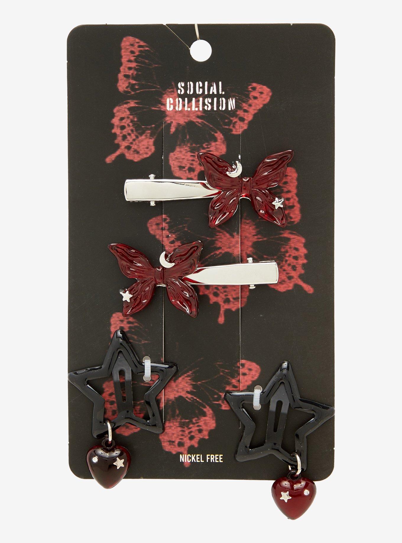 Social Collision Butterfly & Star Hair Clip Set, , hi-res