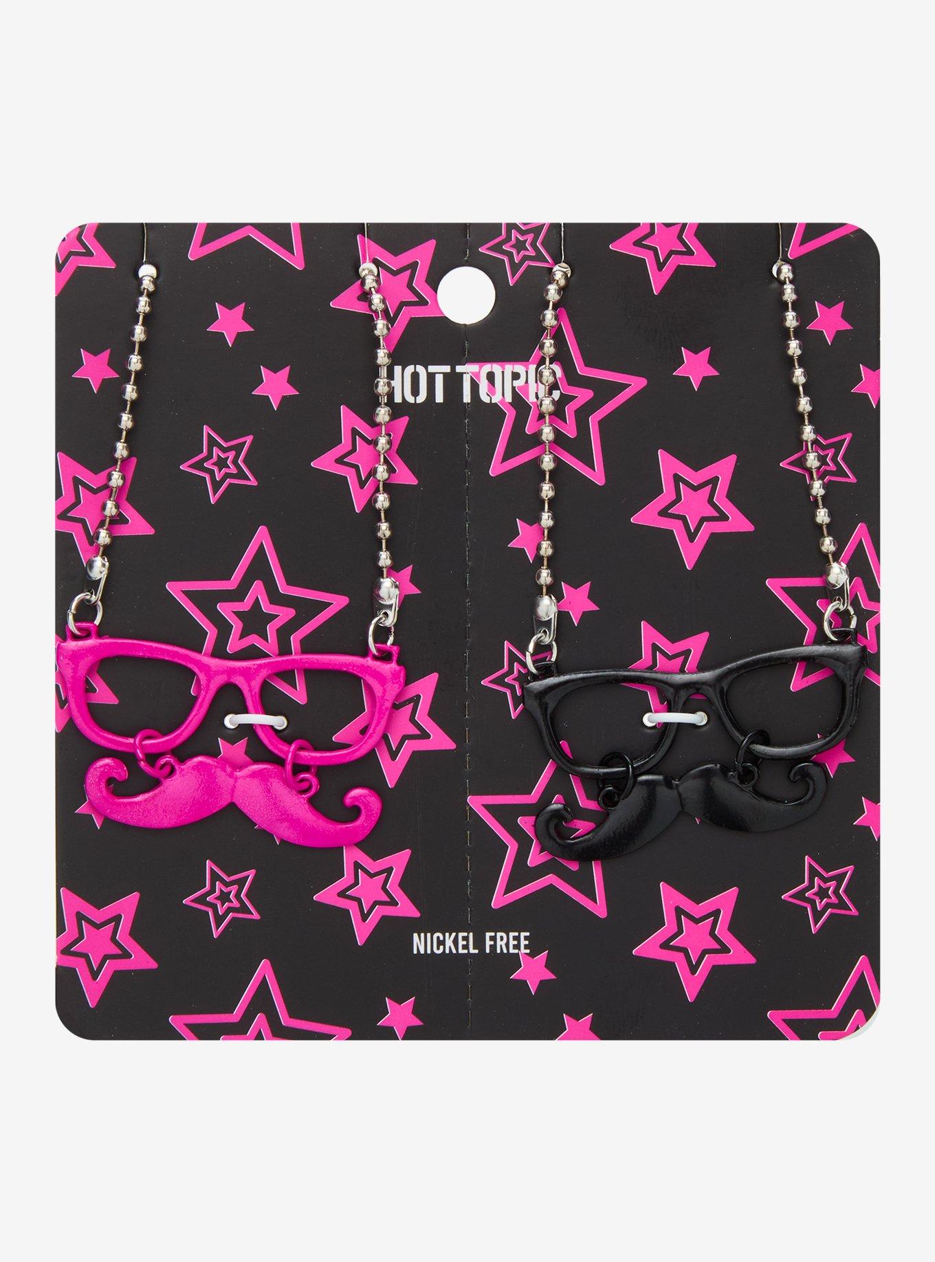 Mustache Glasses Nerd Best Friend Necklace Set, , hi-res