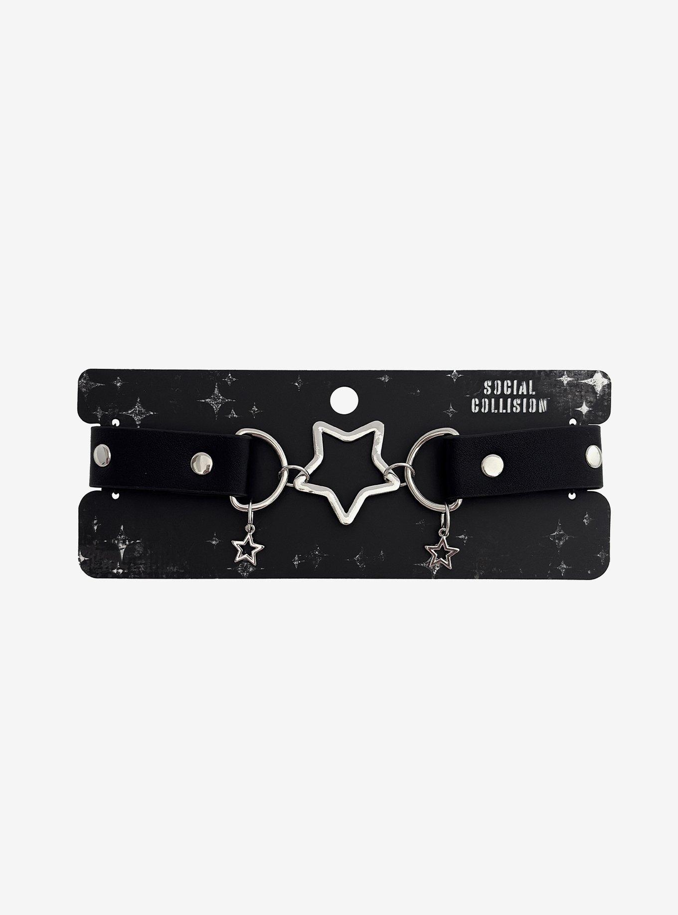 Social Collision Star Faux Leather Choker, , hi-res