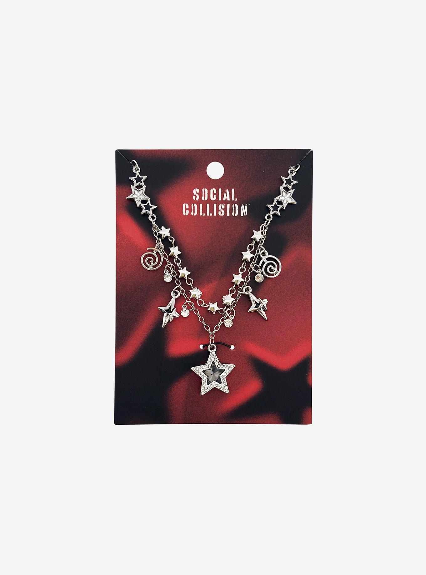 Social Collision Star & Spiral Bling Necklace, , hi-res