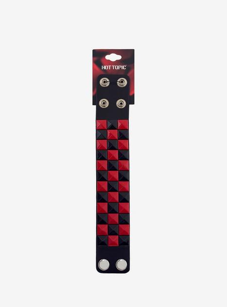 Black & Red Pyramid Stud Cuff Bracelet | Hot Topic