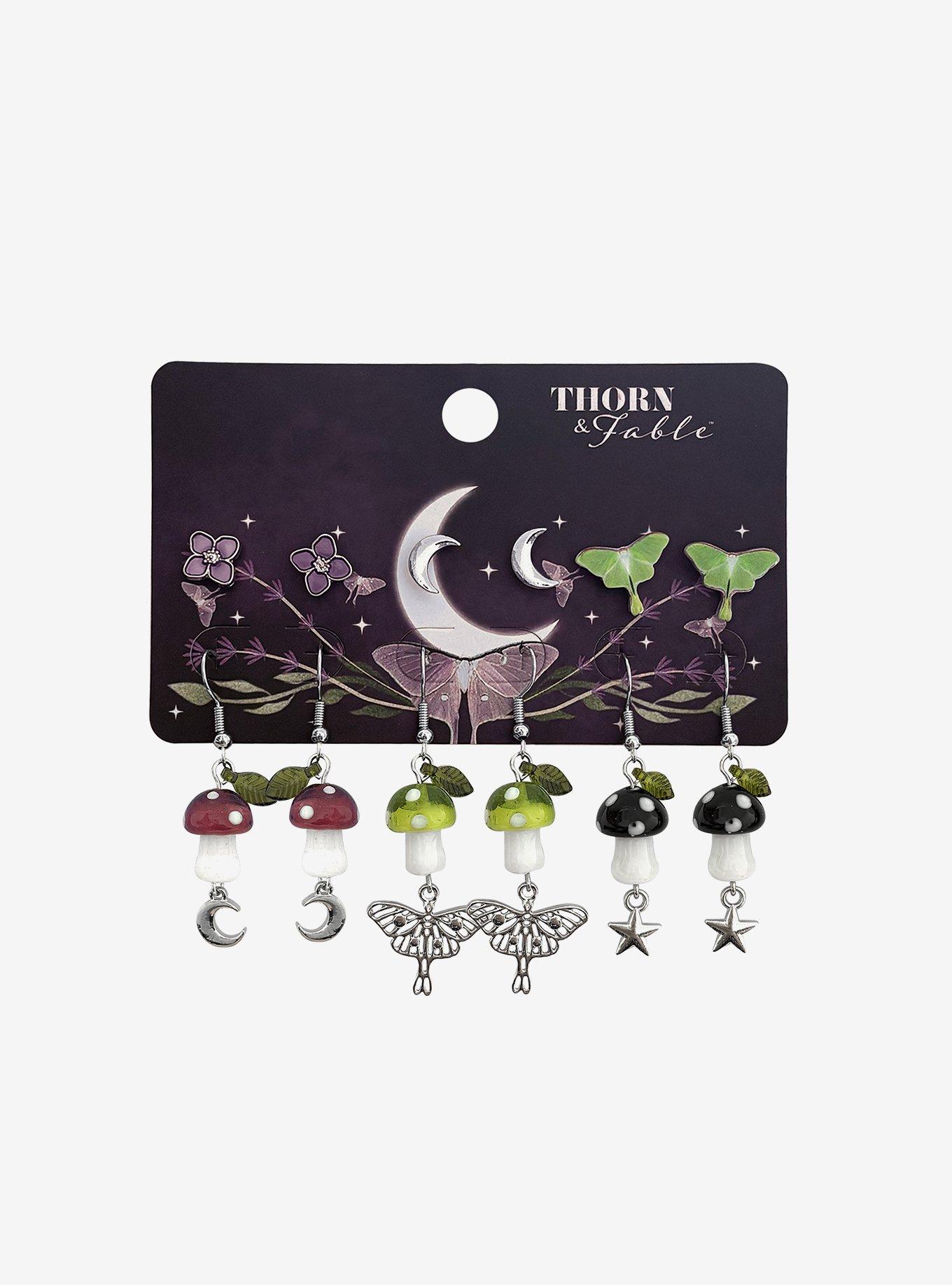 Thorn & Fable Moth Mushroom Earring Set, , hi-res