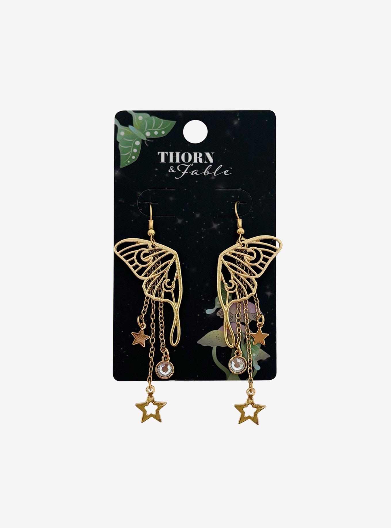 Thorn & Fable Moth Wing Drop Earrings, , hi-res