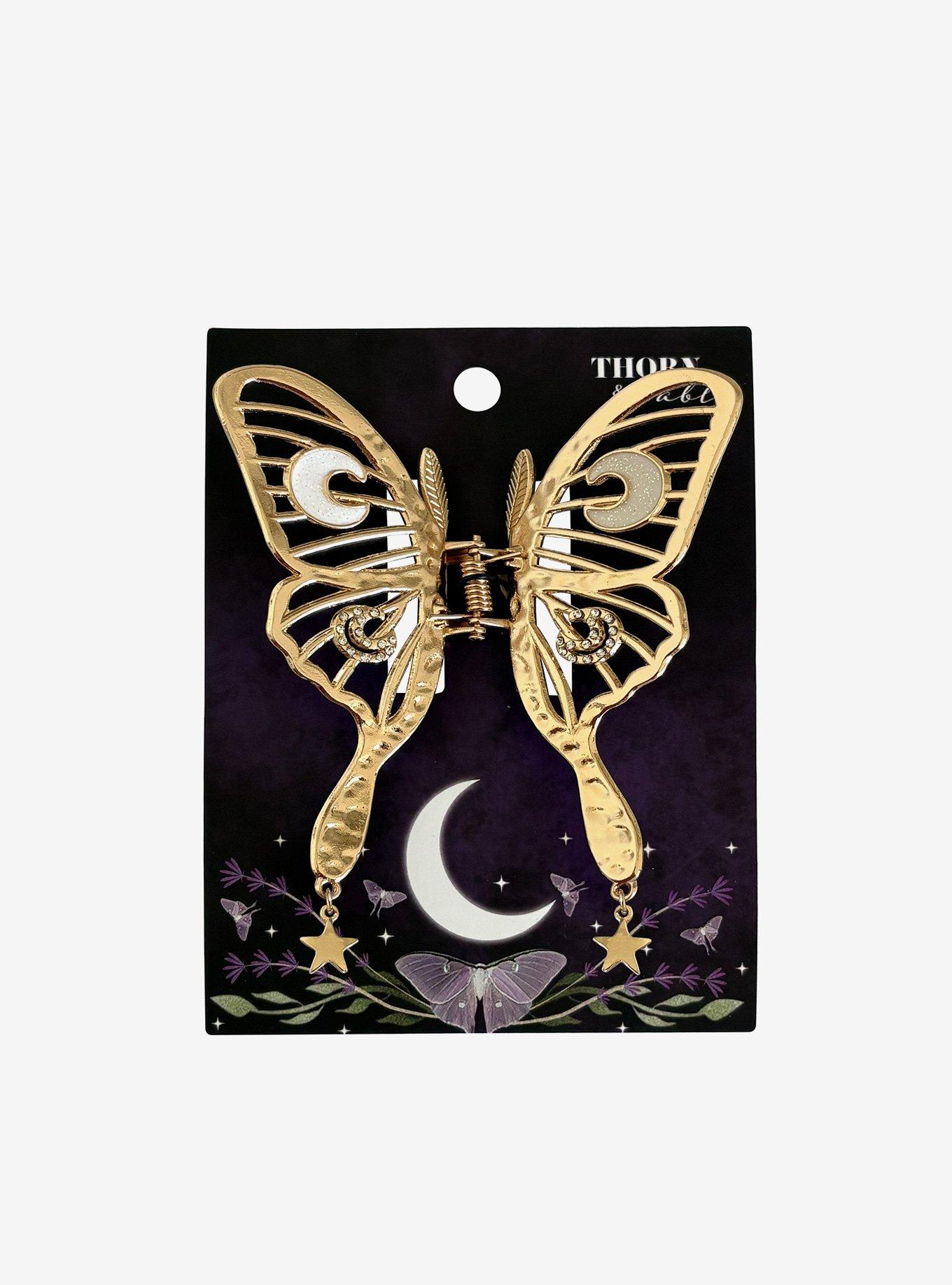 Thorn & Fable Golden Moth Claw Hair Clip, , hi-res