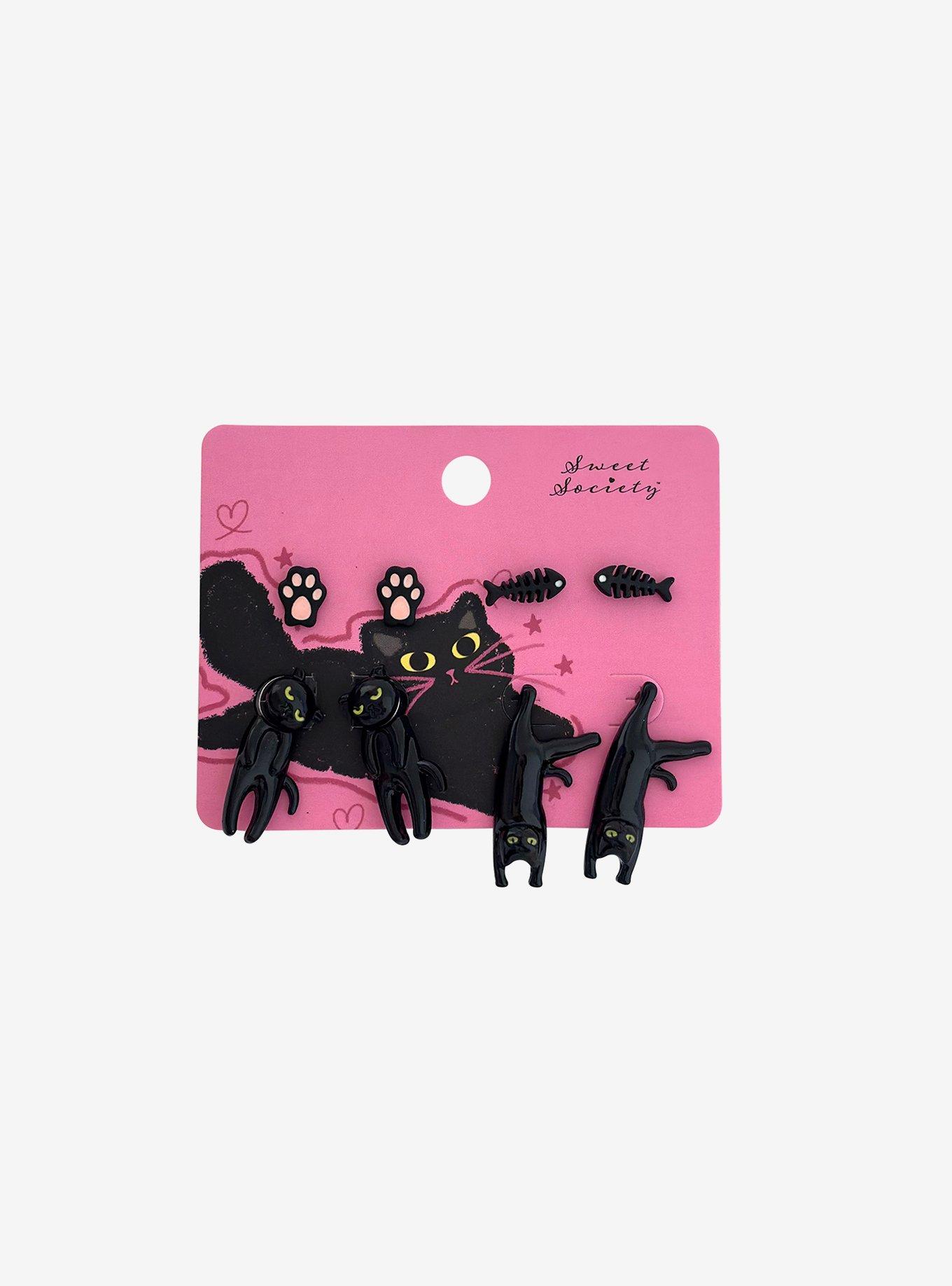 Sweet Society Black Cat Earring Set, , hi-res