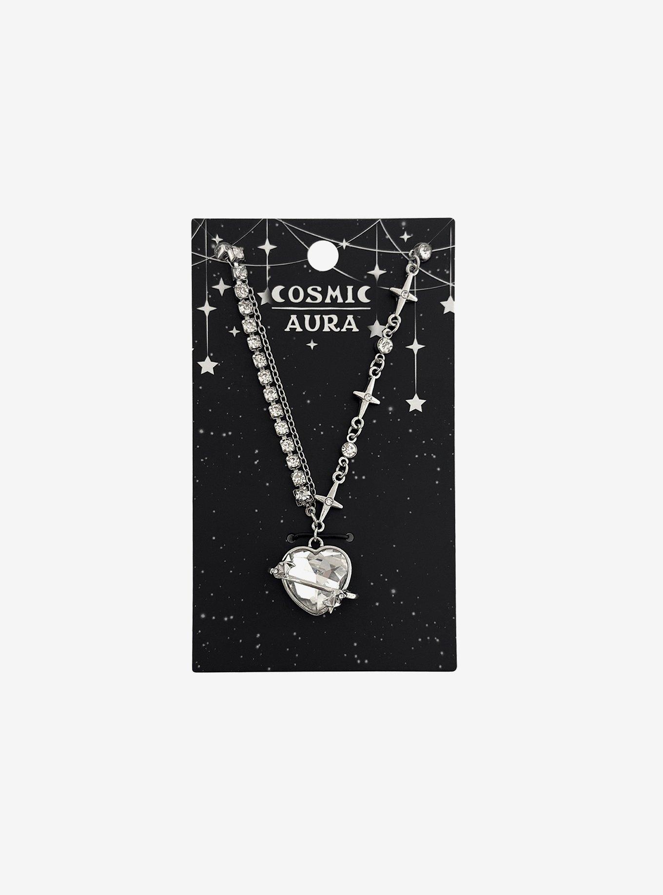 Cosmic Aura Bling Heart Planet Necklace, , hi-res