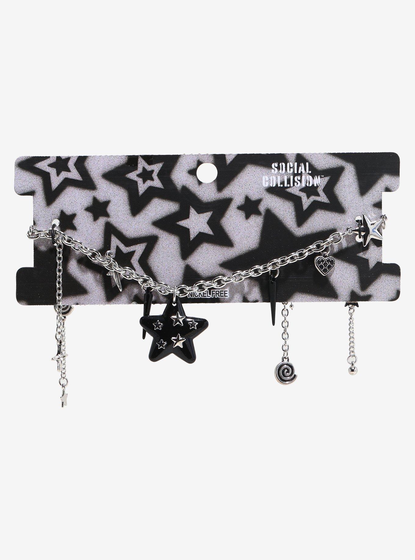 Social Collision Star Spike Charm Chain Choker, , hi-res