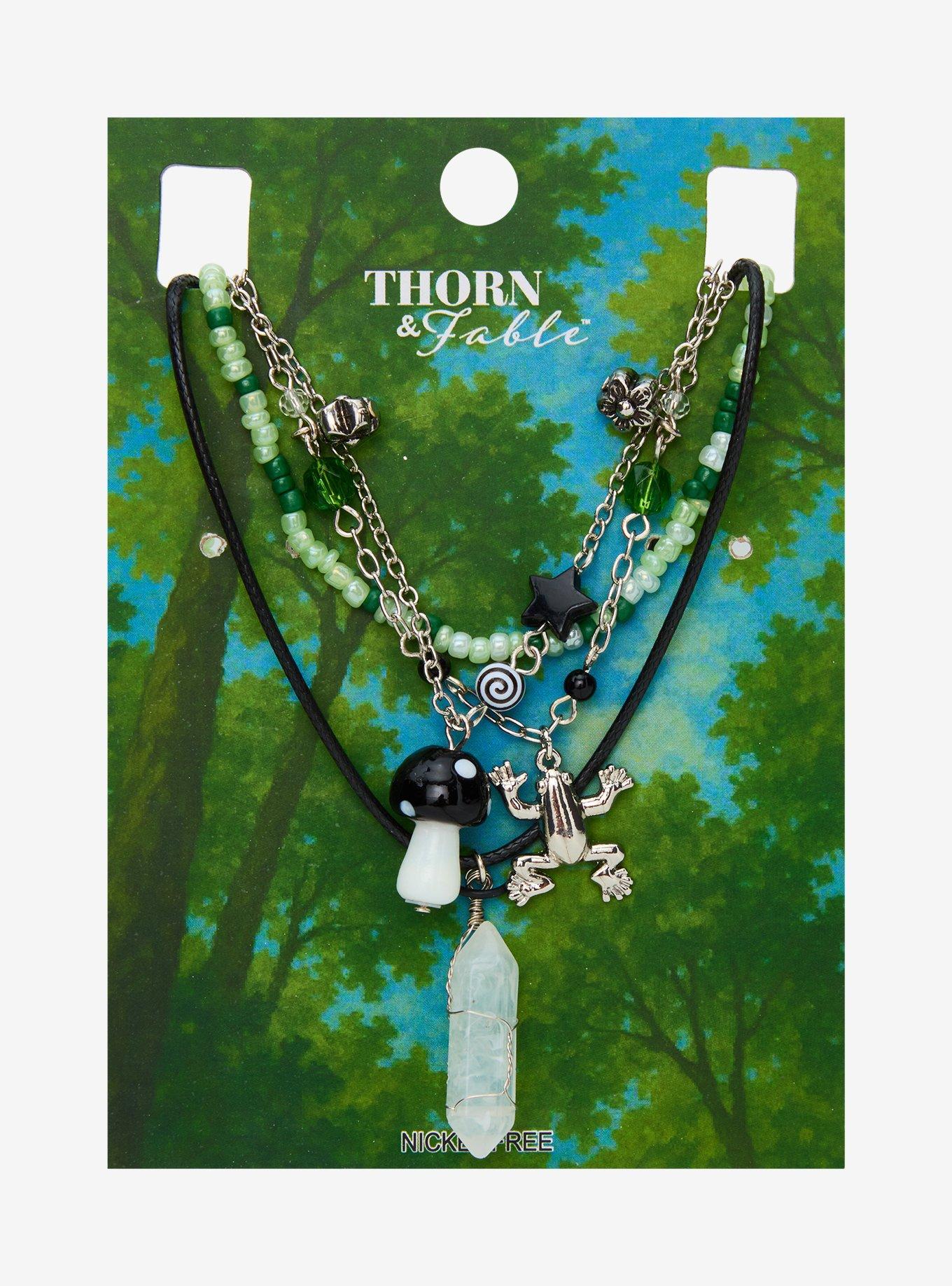 Thorn & Fable Mushroom Frog Crystal Necklace Set