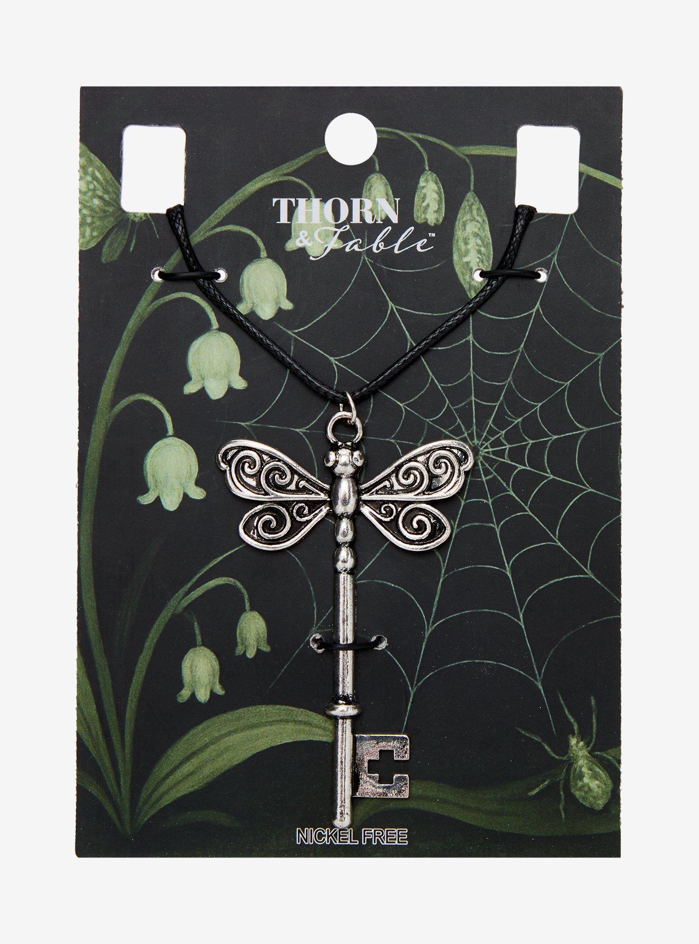 Thorn & Fable Dragonfly Key Pendant Cord Necklace, , hi-res