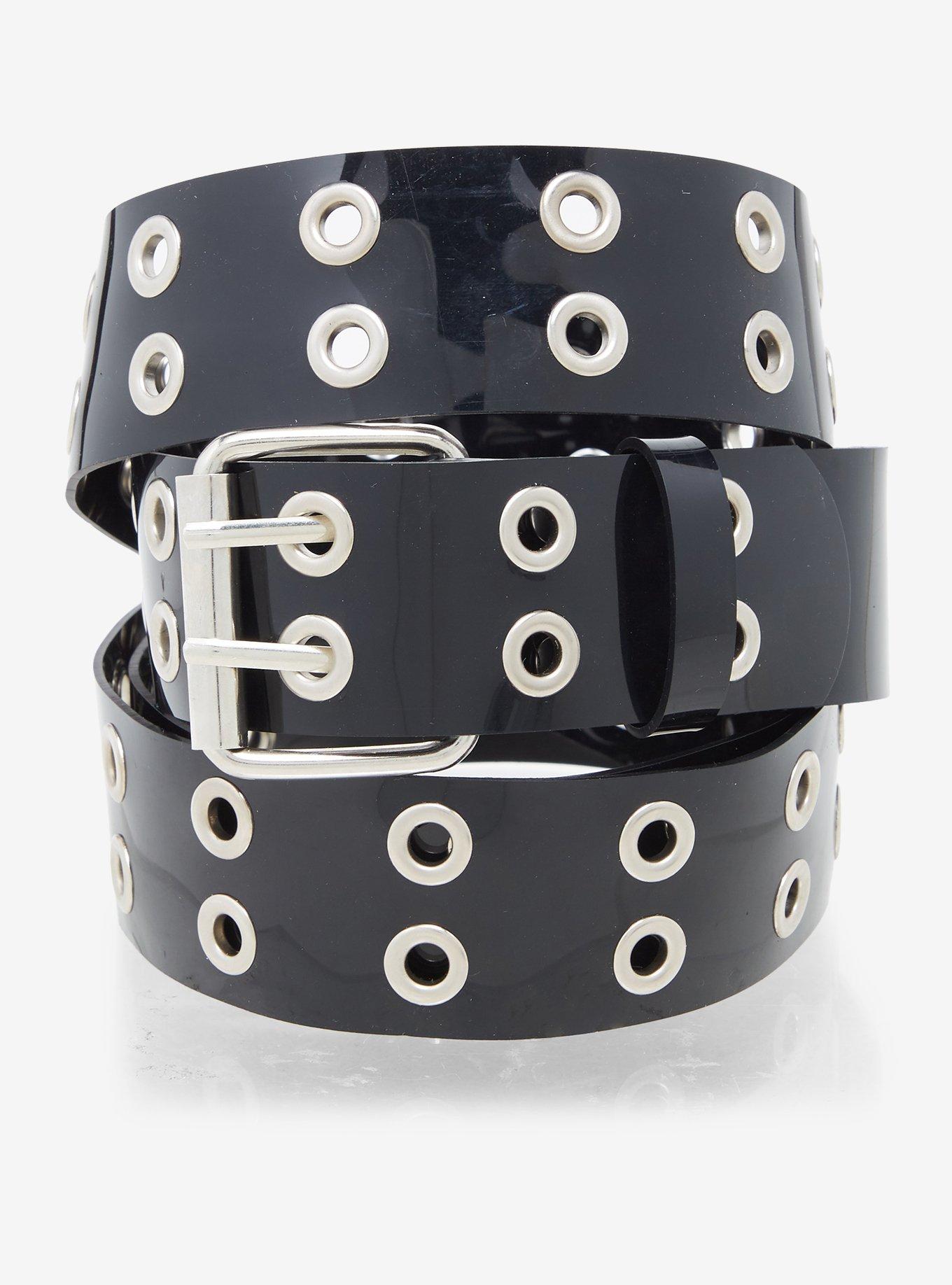 Black Clear PVC Grommet Belt, , hi-res