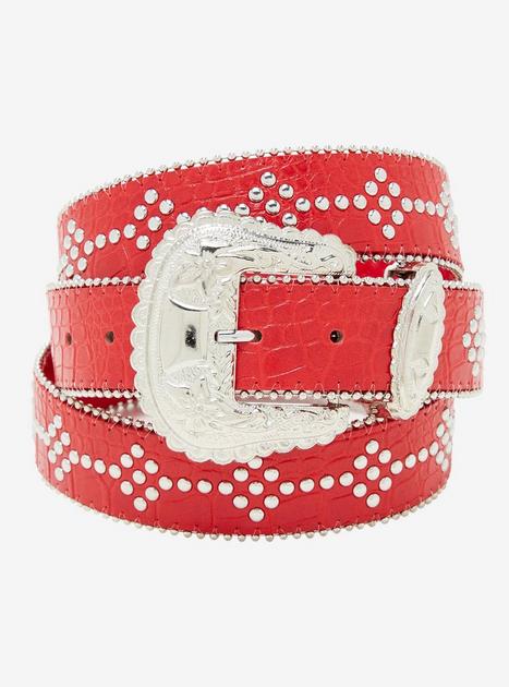 Red crocodile Heart Buckle Women\'s Belt Croco Print Tapered Belt | Stetson main image 2