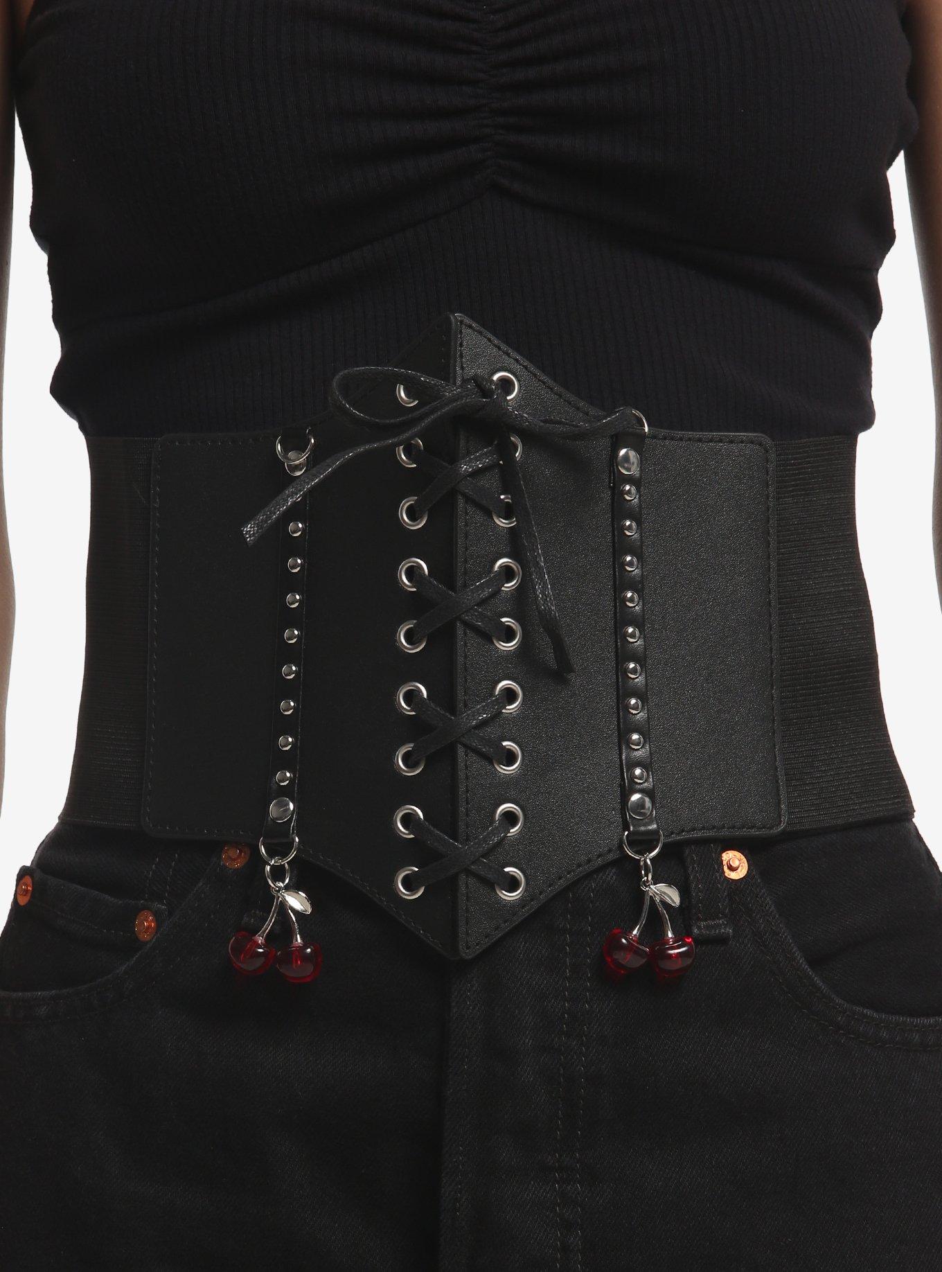Cherry Lace-Up Corset Belt