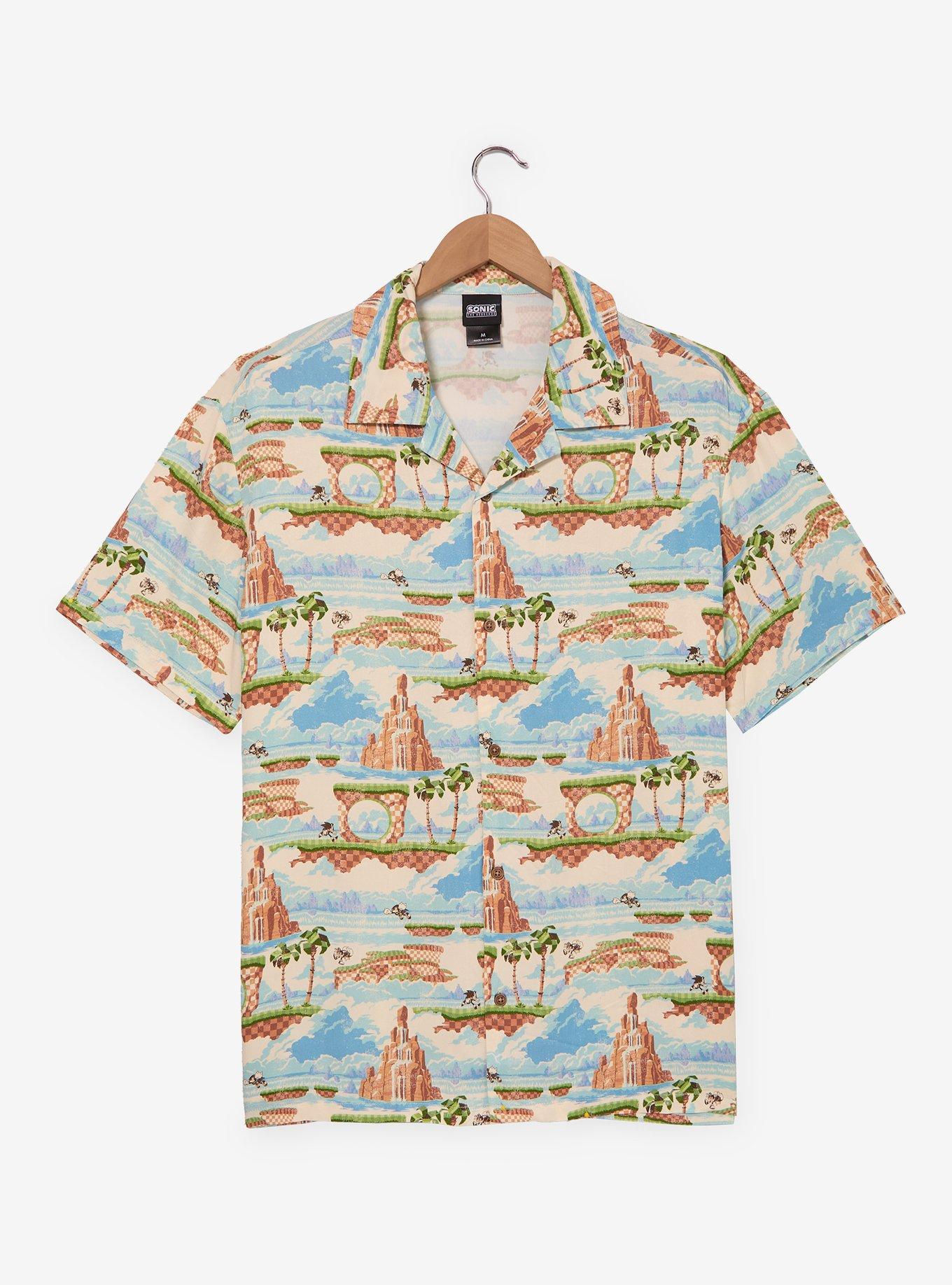 Sonic the Hedgehog Green Hill Map Allover Print Woven Button-Up - BoxLunch Exclusive, , hi-res